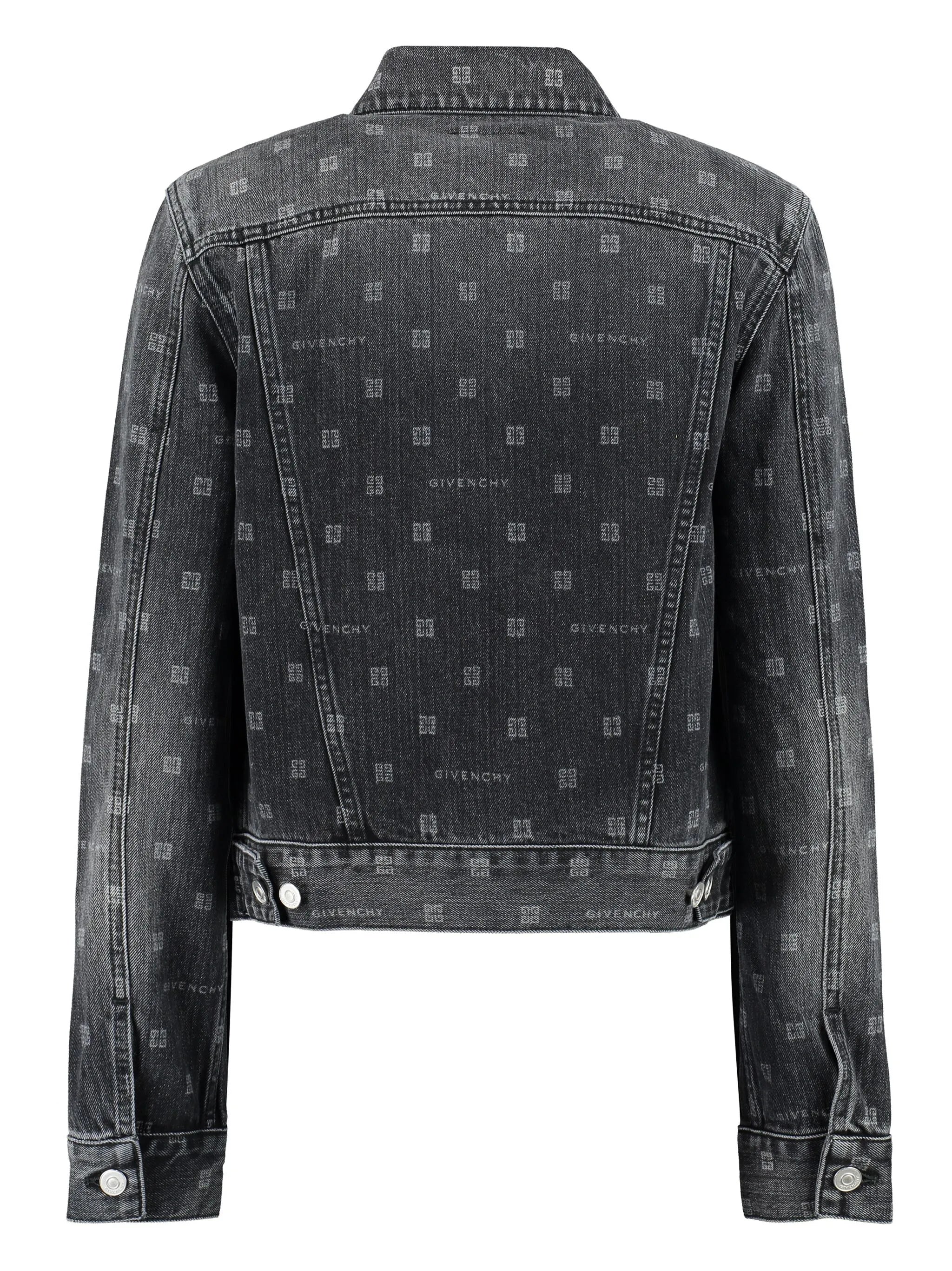 monogram-pattern denim jacket