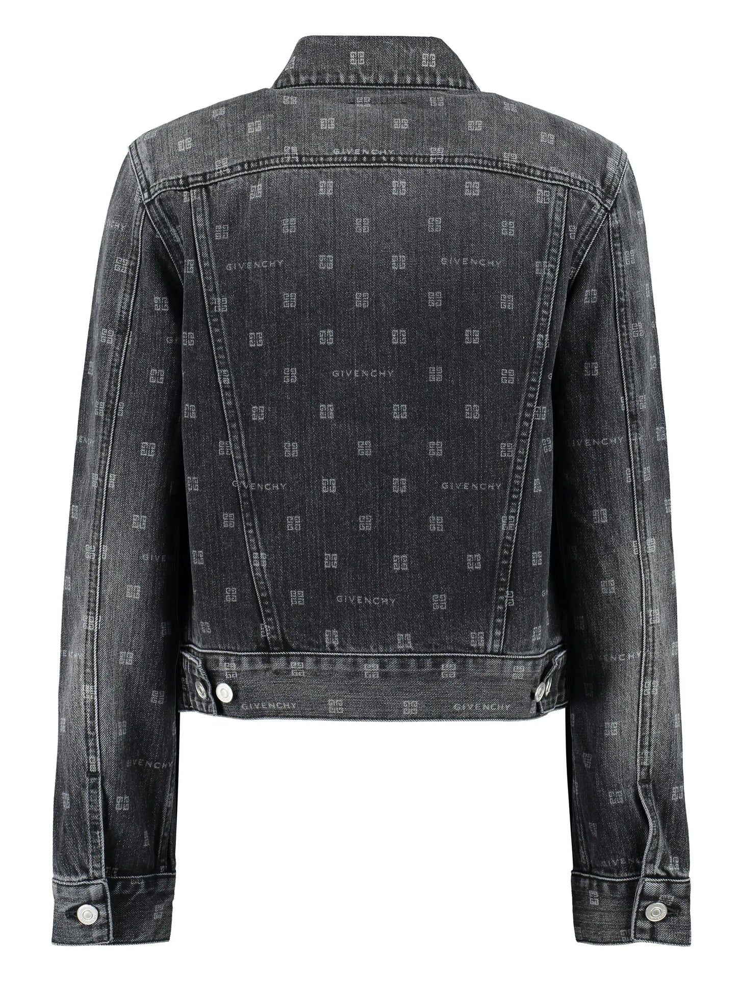 monogram-pattern denim jacket