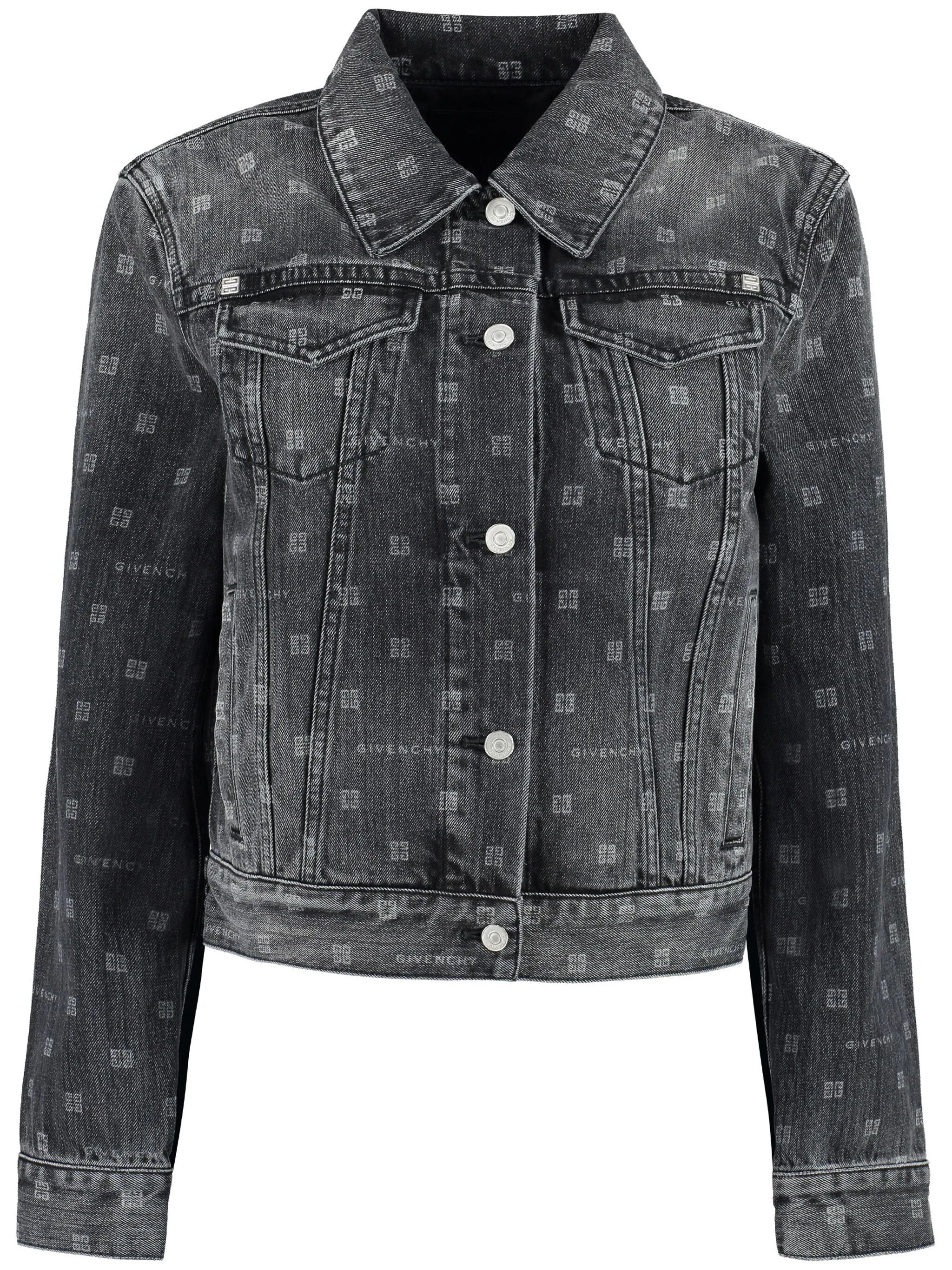 monogram-pattern denim jacket