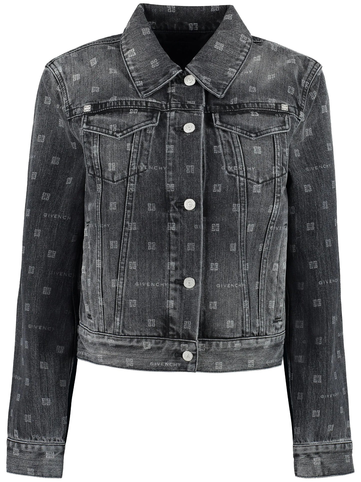 monogram-pattern denim jacket