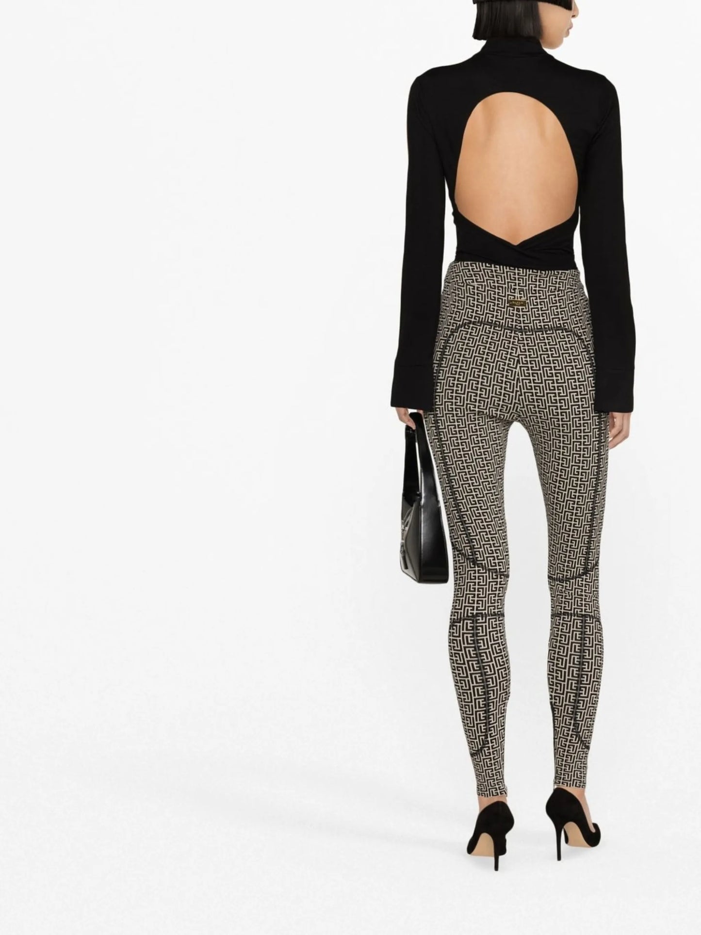 monogram-print high-waisted leggings