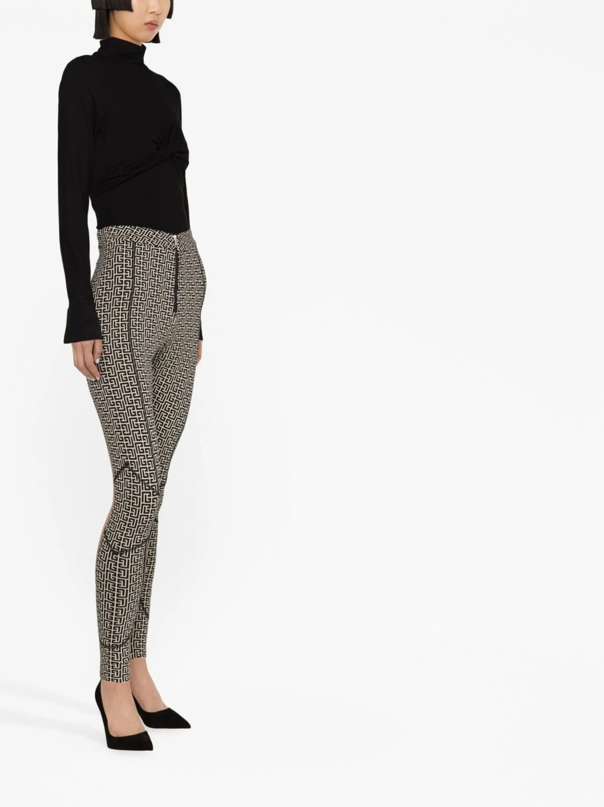 monogram-print high-waisted leggings