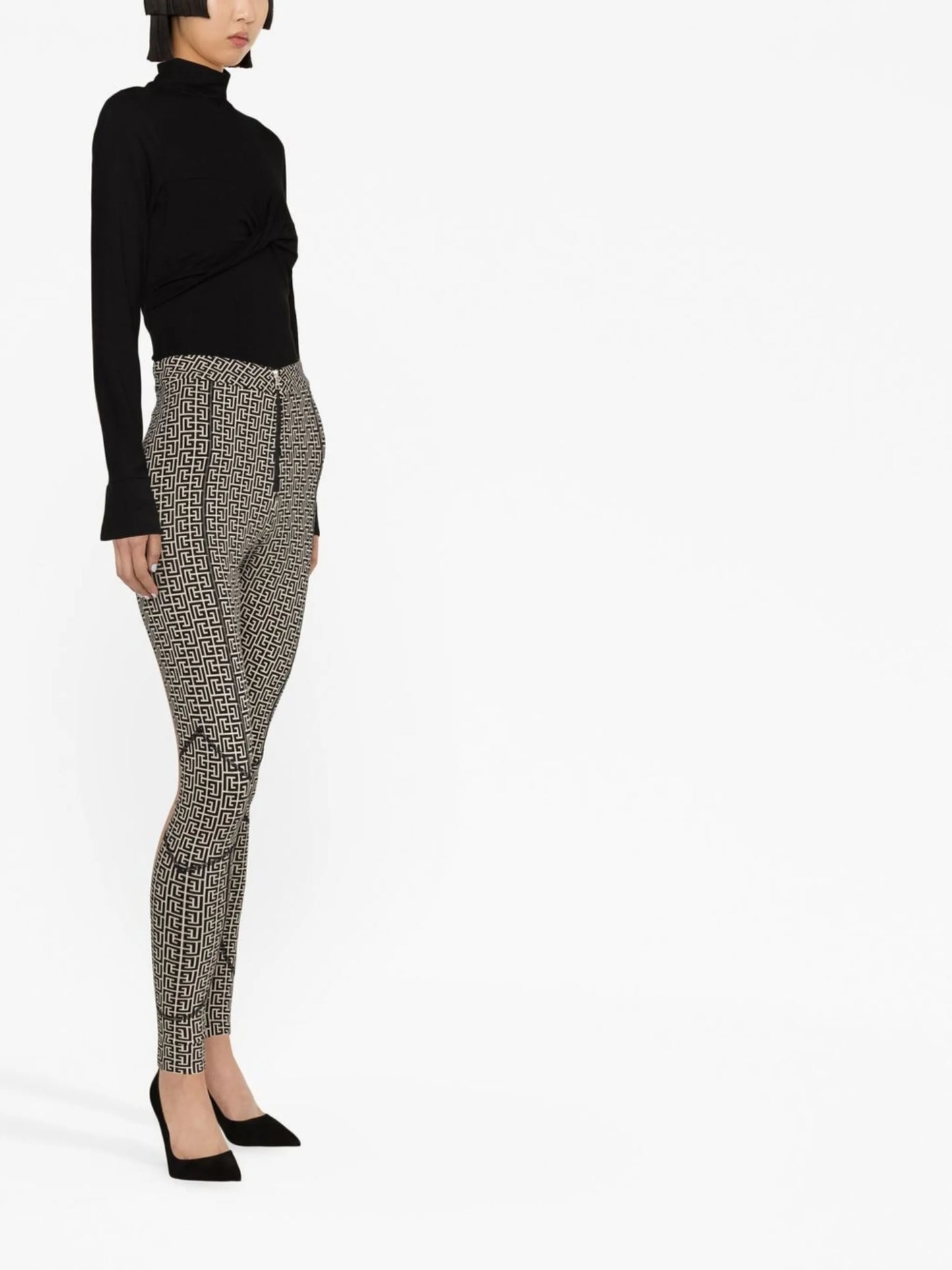 monogram-print high-waisted leggings
