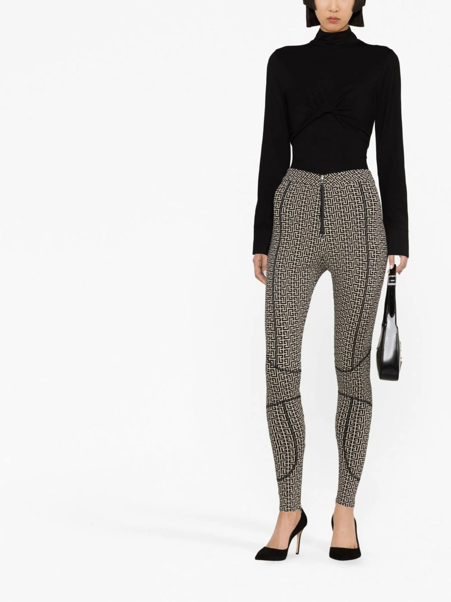 monogram-print high-waisted leggings
