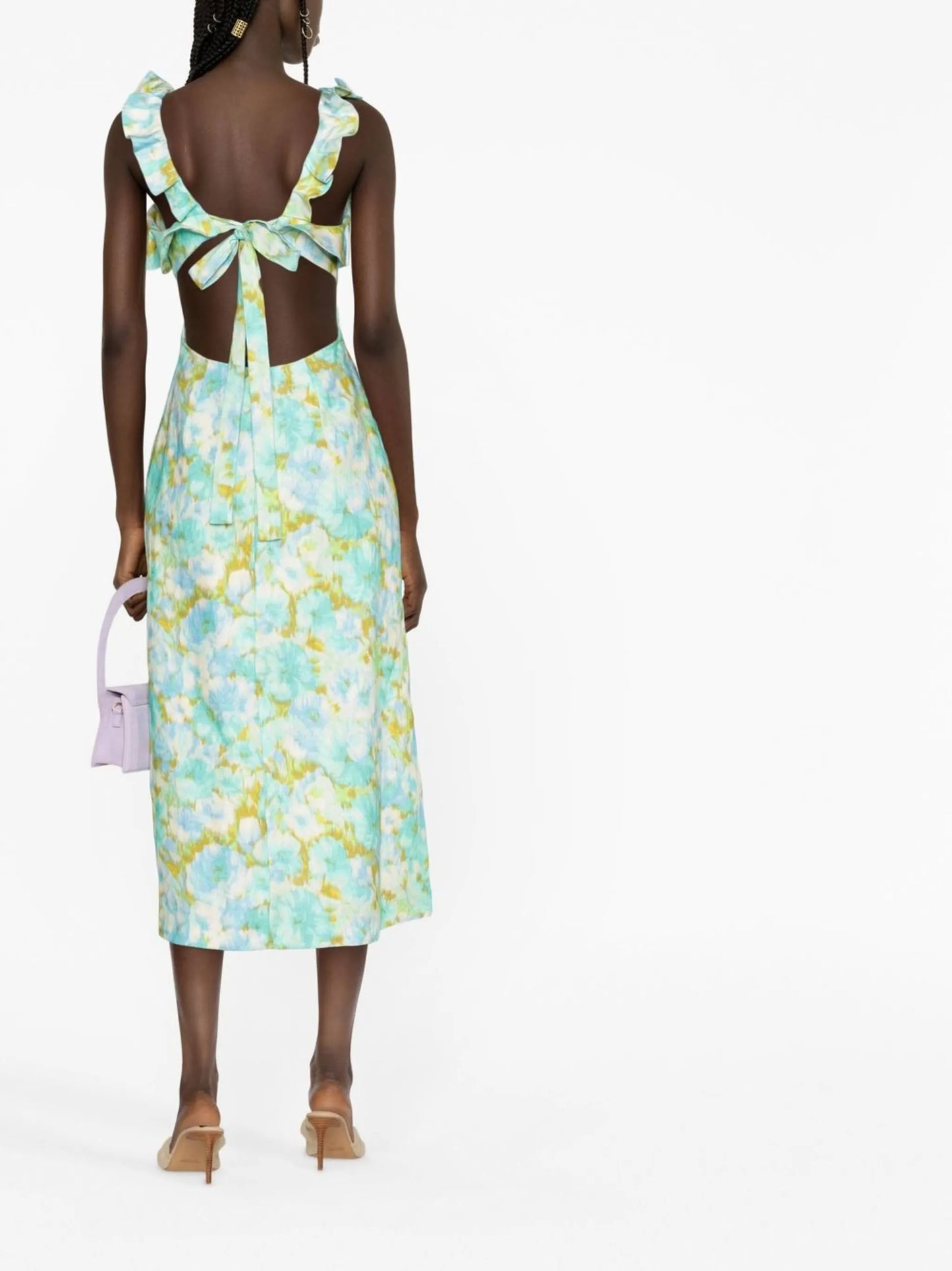floral-print frilled dress