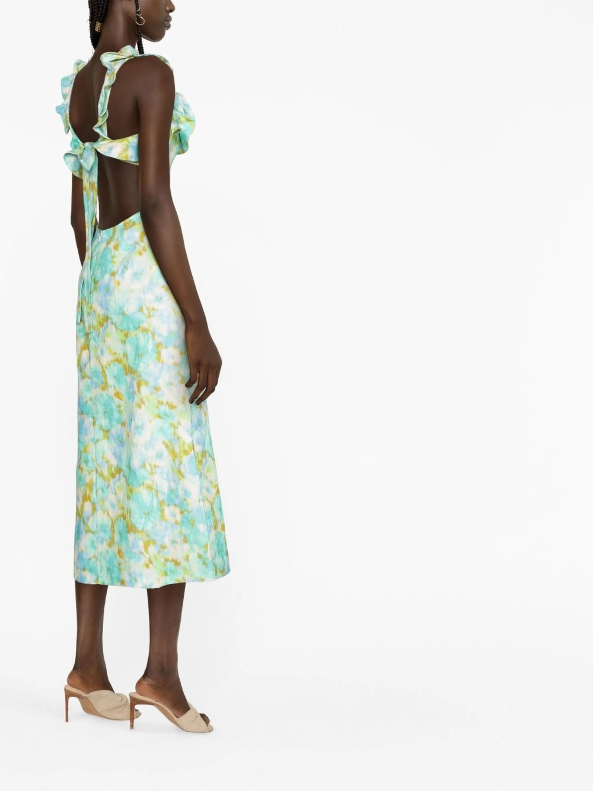 floral-print frilled dress