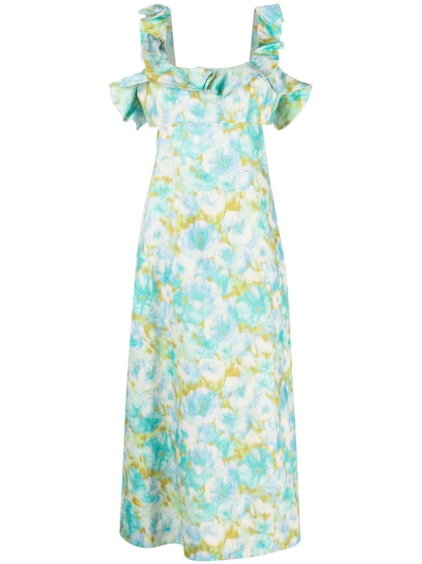 floral-print frilled dress