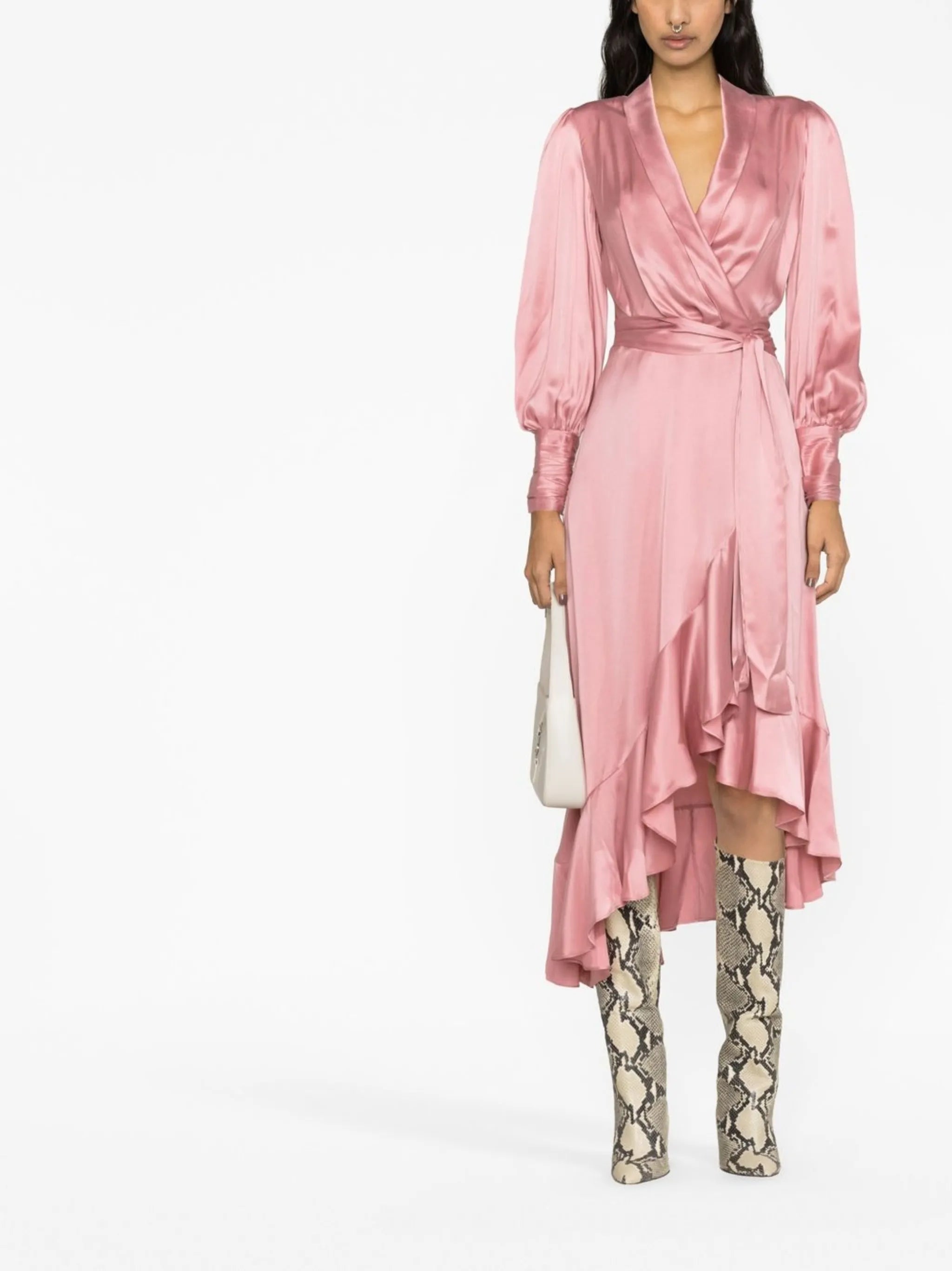 ruffle-trim silk dress