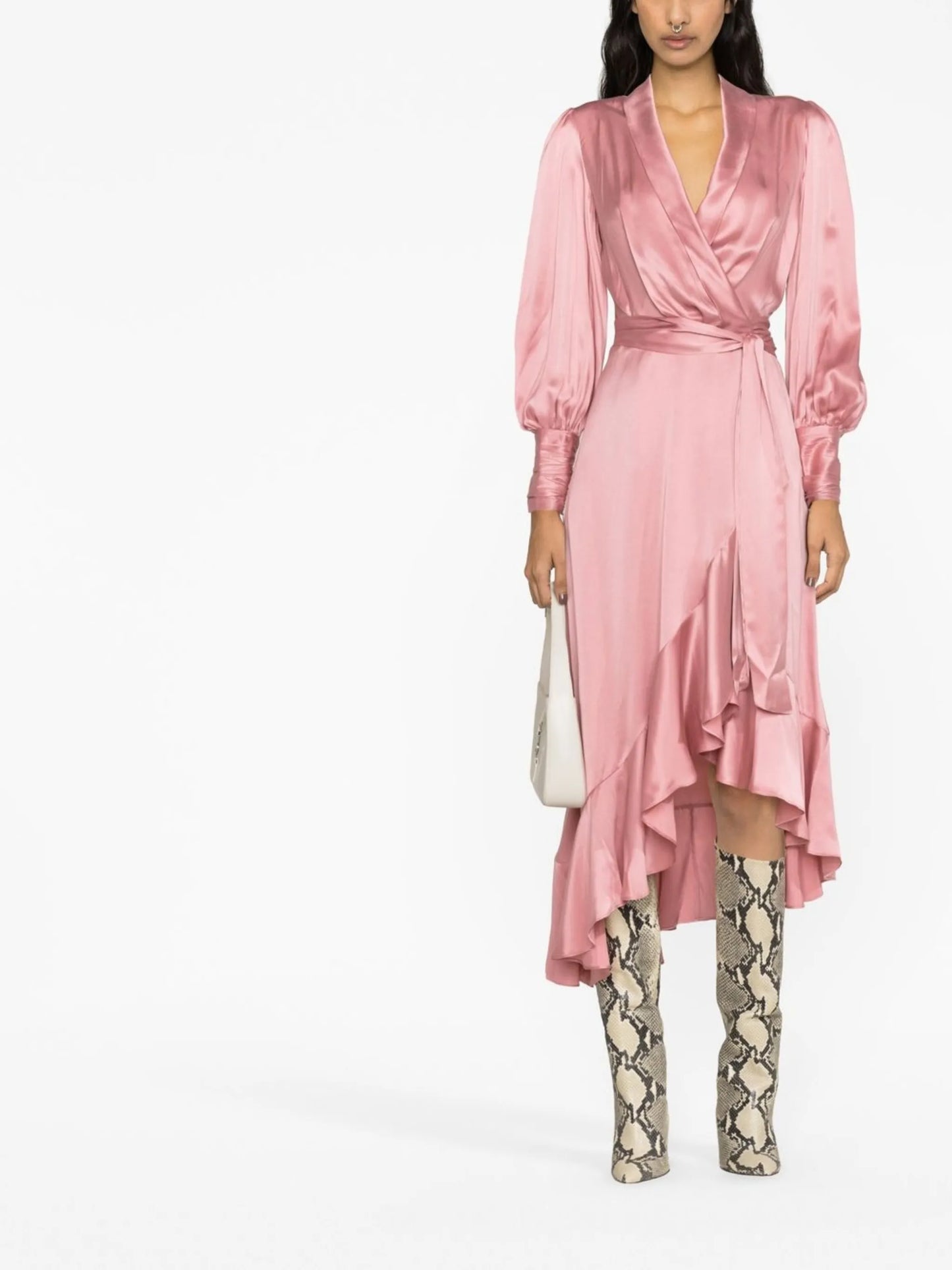 ruffle-trim silk dress