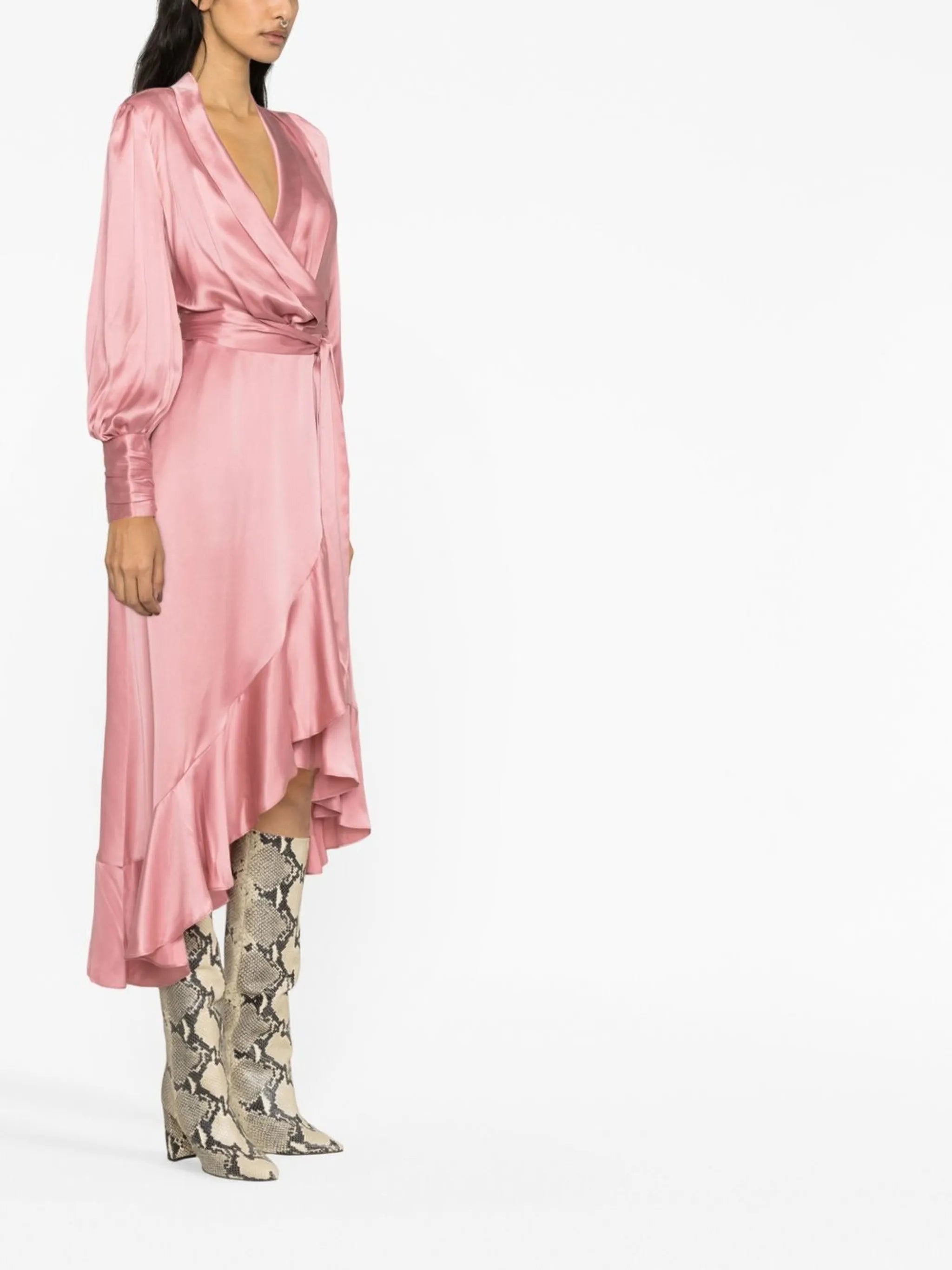 ruffle-trim silk dress