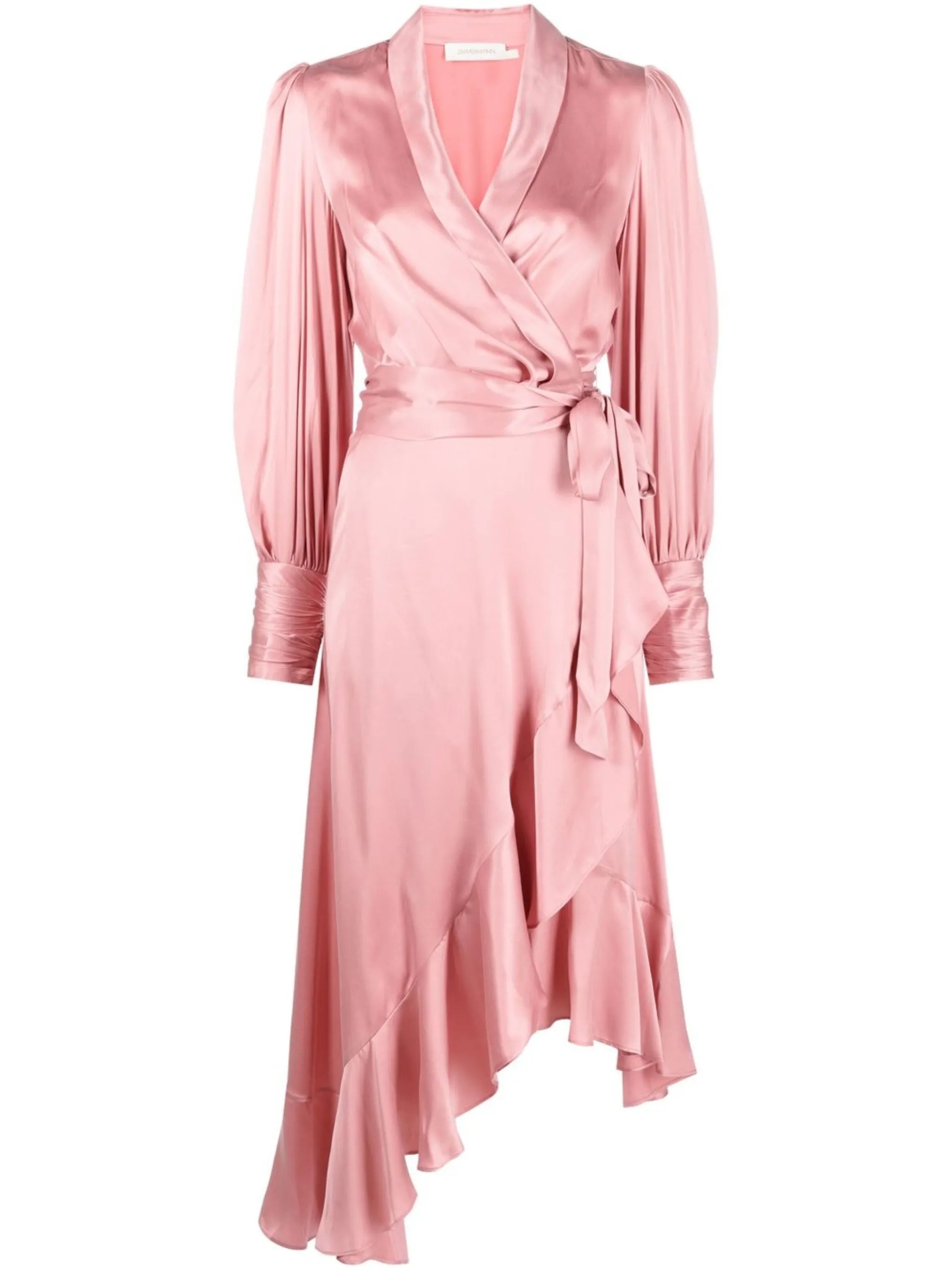 ruffle-trim silk dress