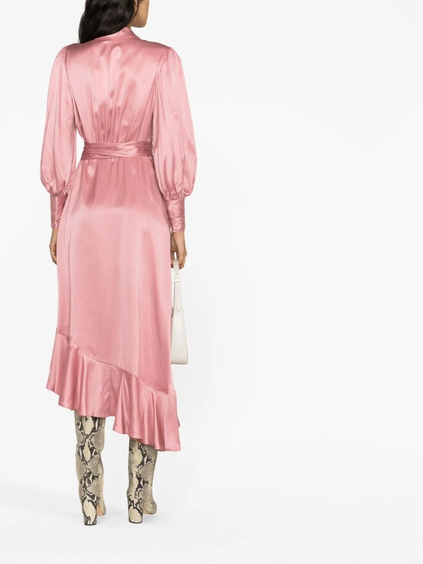 ruffle-trim silk dress