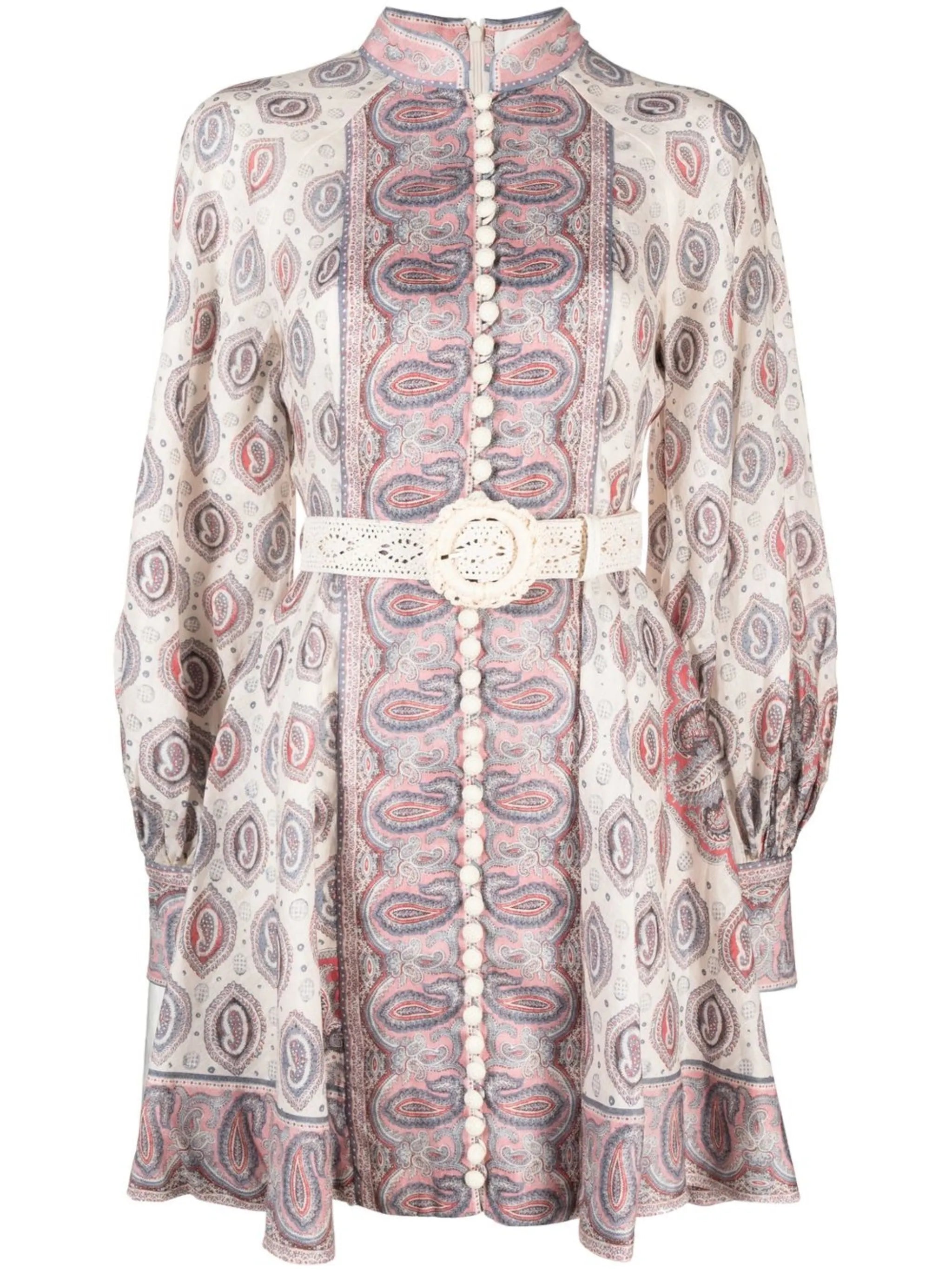 Vitali paisley-print button-up minidress