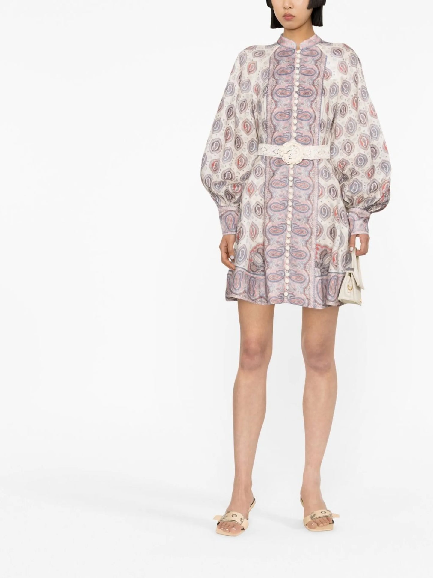 Vitali paisley-print button-up minidress