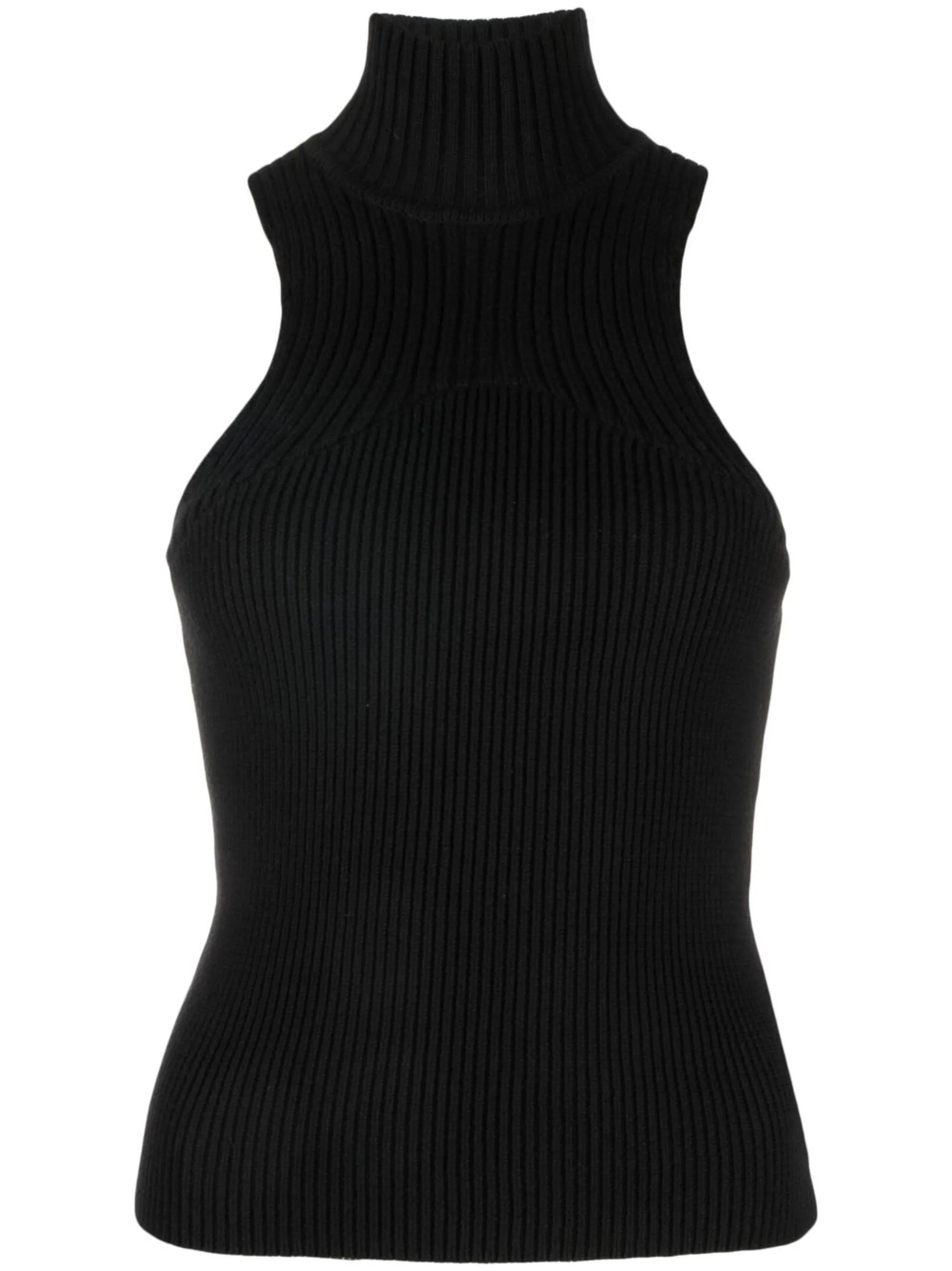 high-neck knit tank top