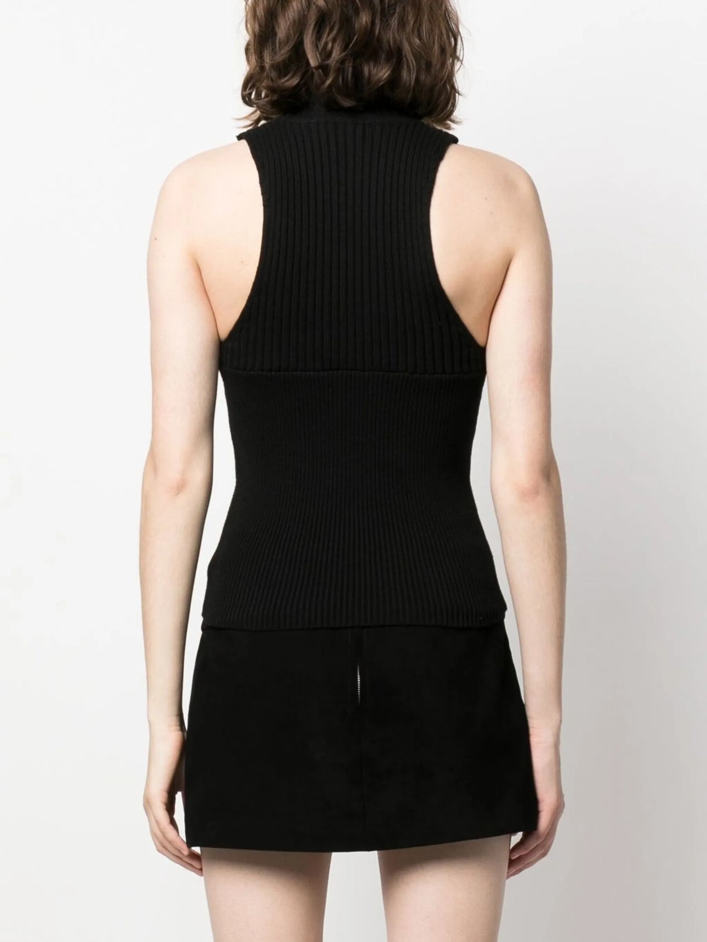 high-neck knit tank top