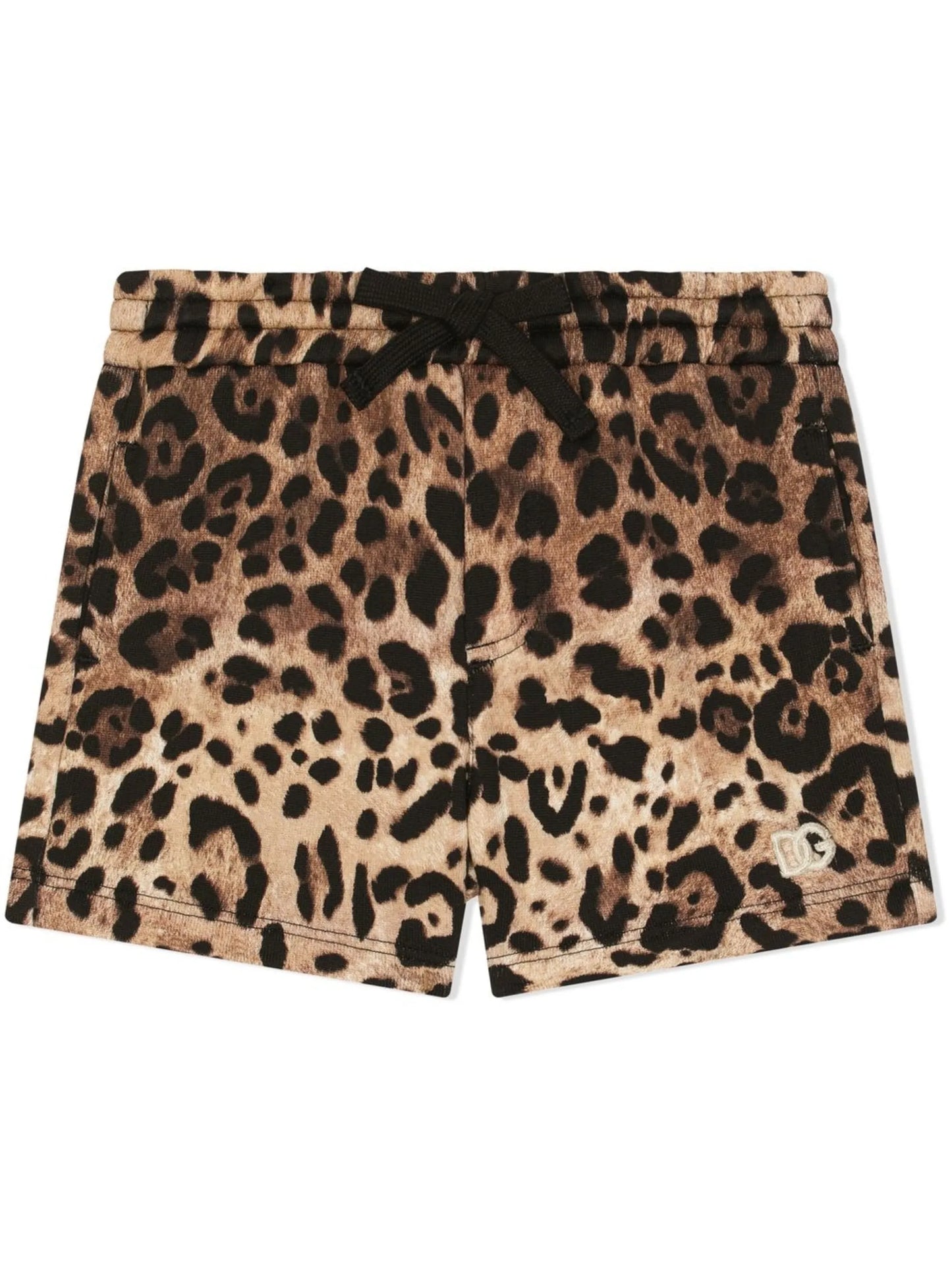 leopard-print track shorts