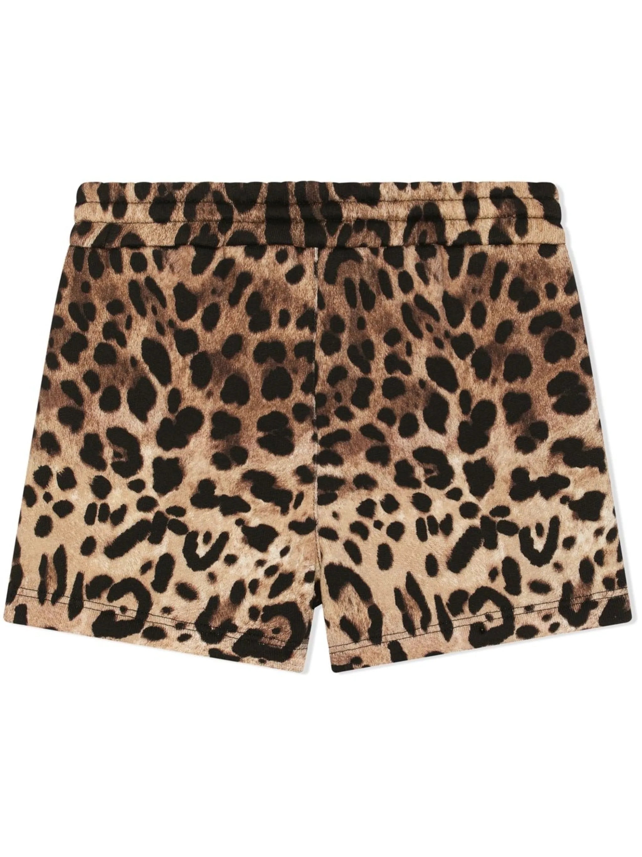 leopard-print track shorts