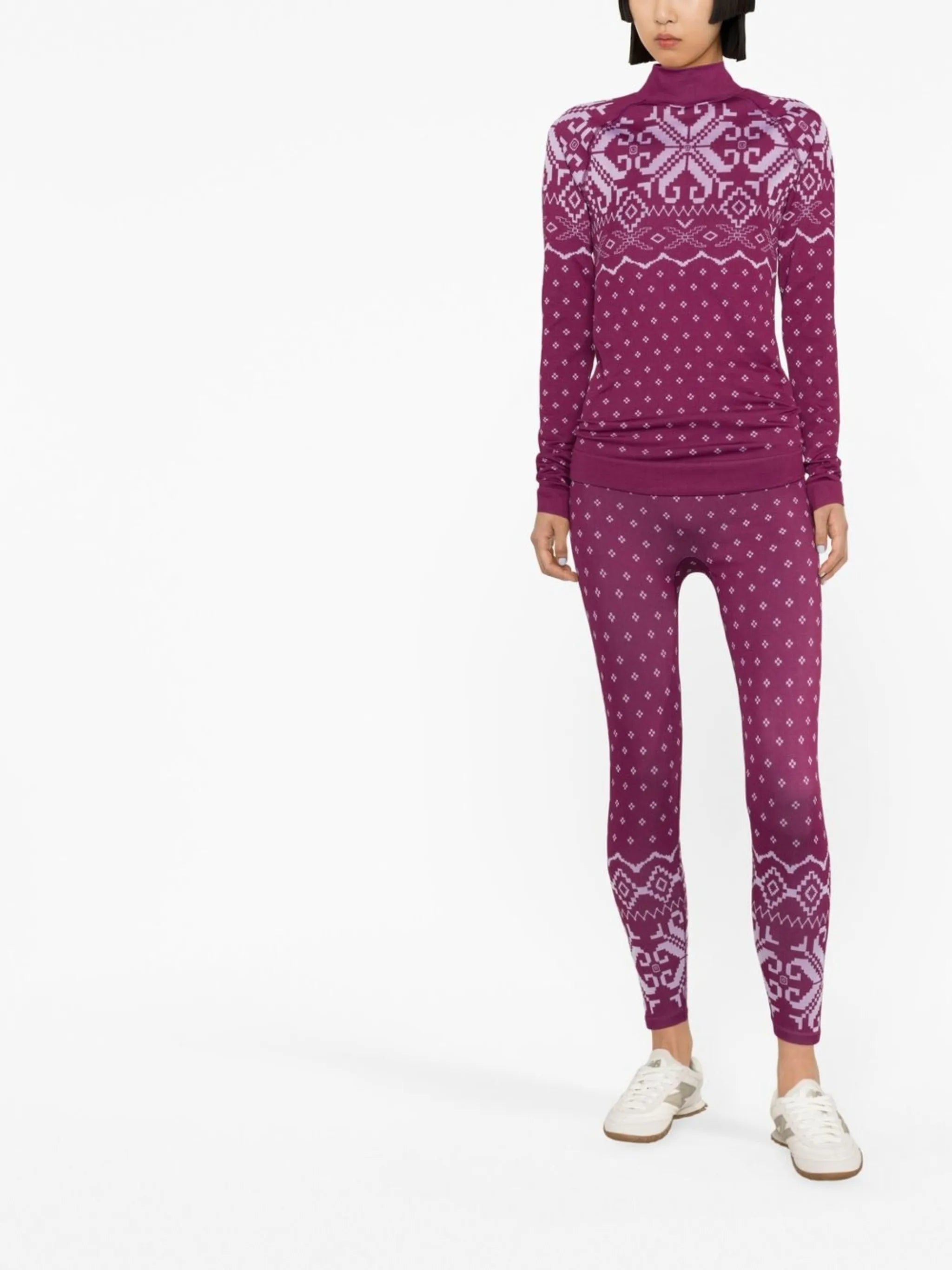 Fair Isle base layer ski leggings