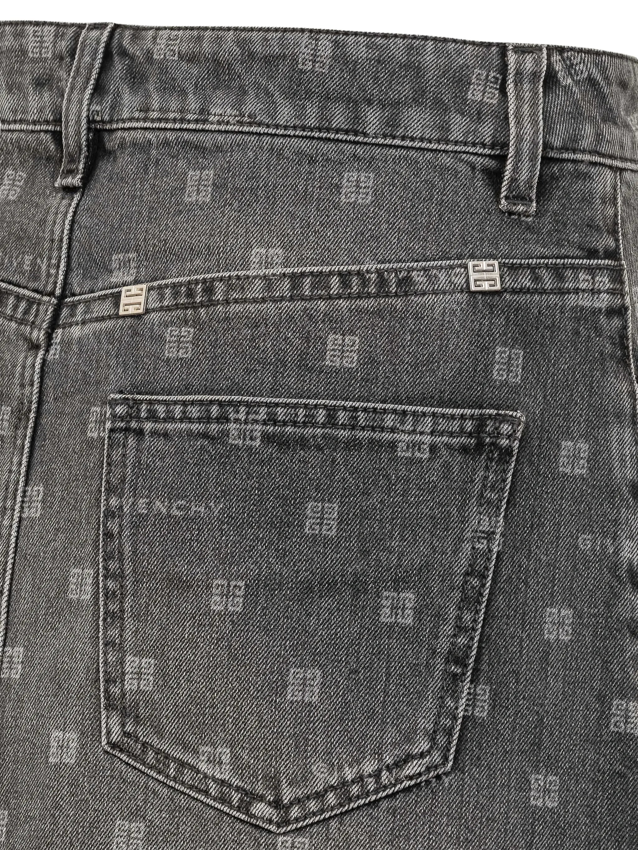monogram-pattern denim mini skirt