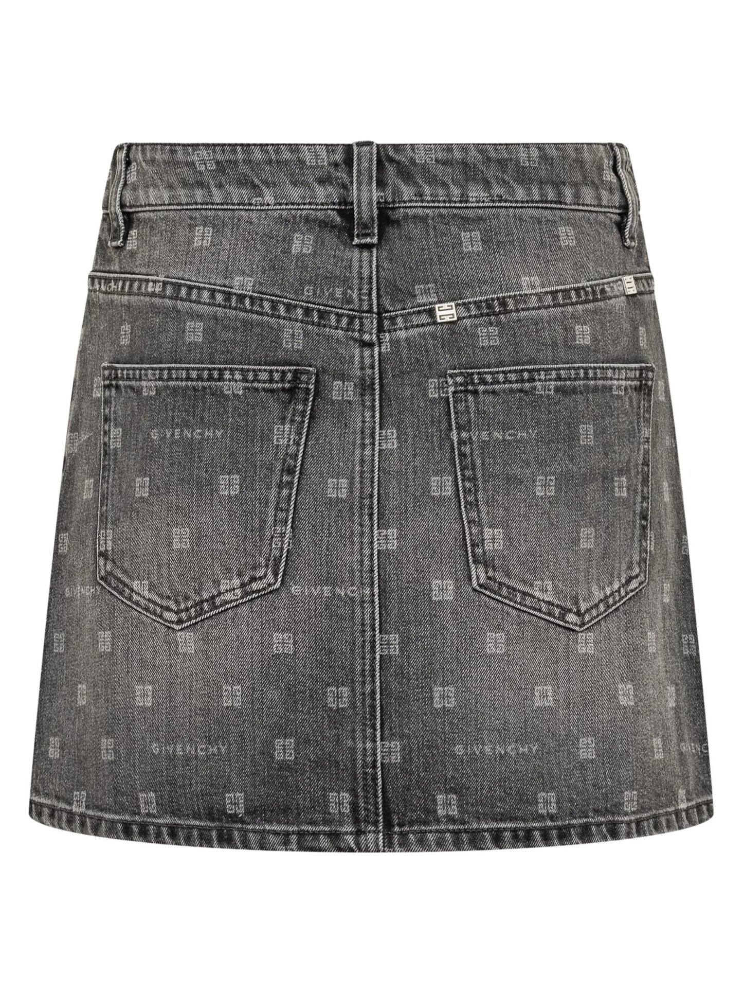 monogram-pattern denim mini skirt