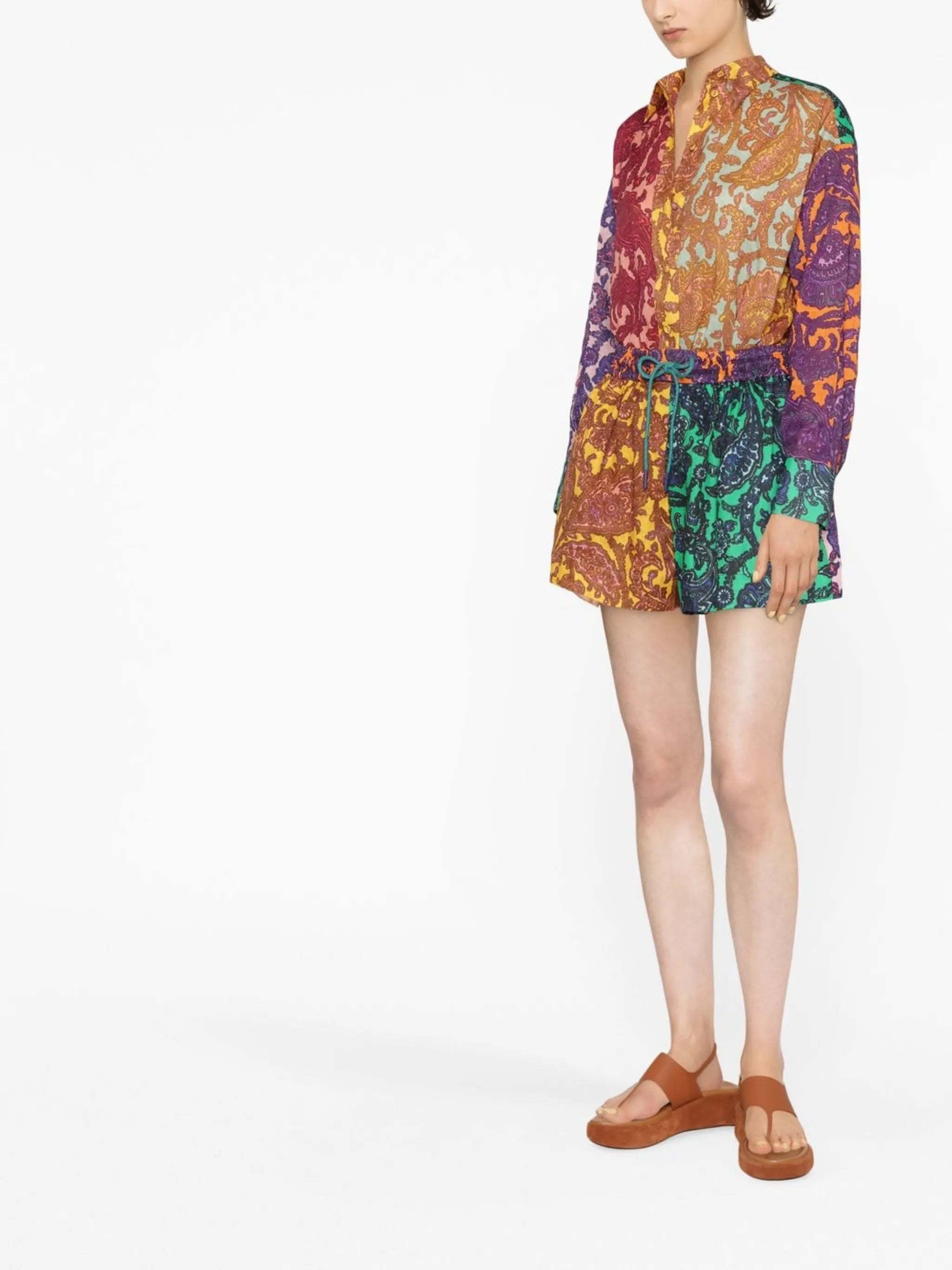 Tiggy patchwork linen shorts
