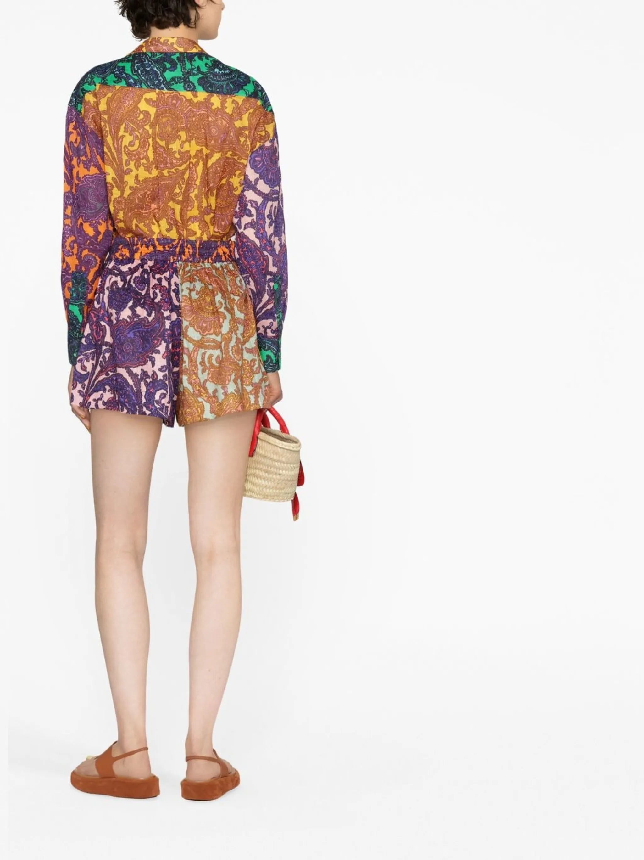 Tiggy patchwork linen shorts