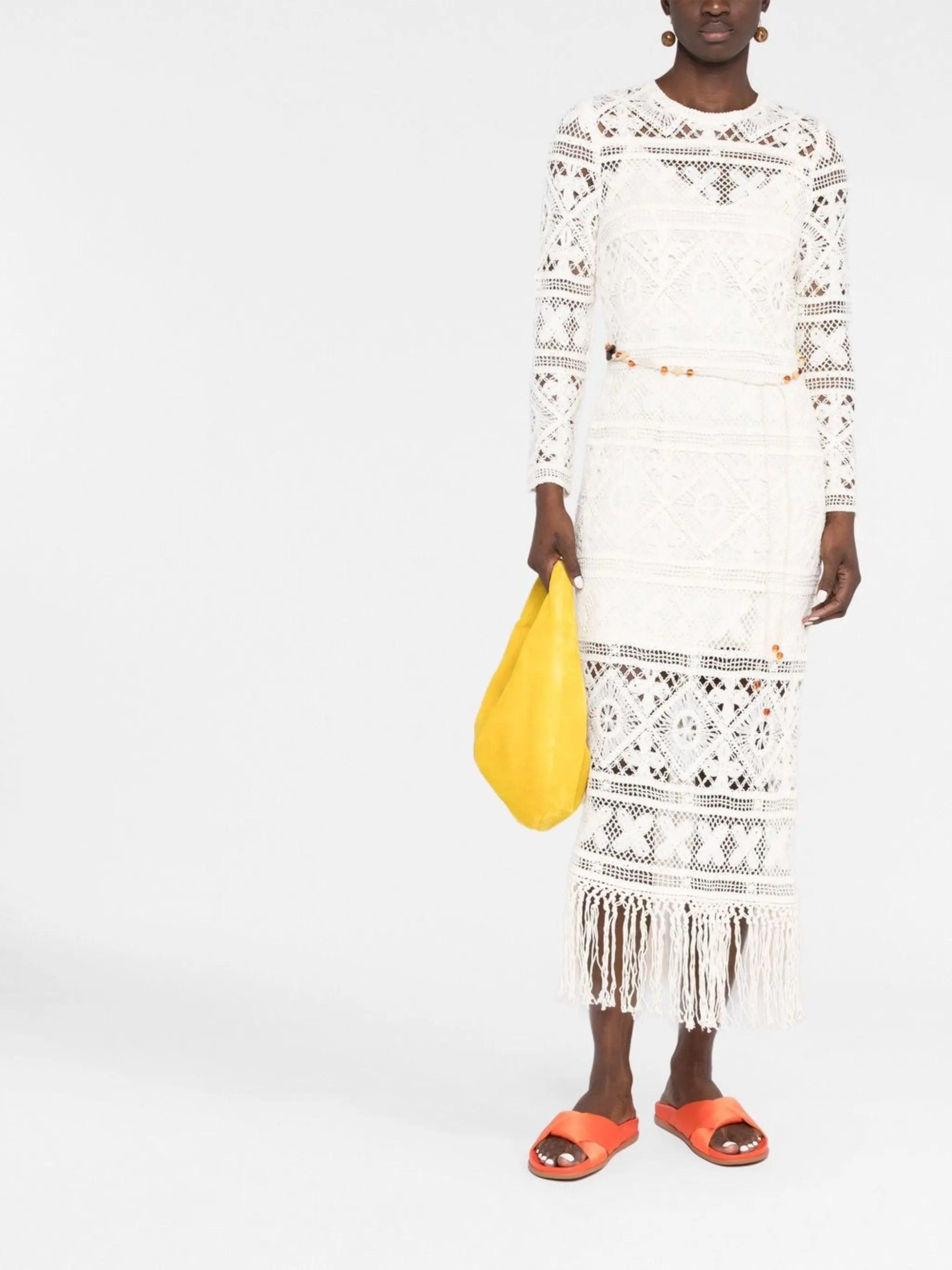 Cira ribbon lace midi dress