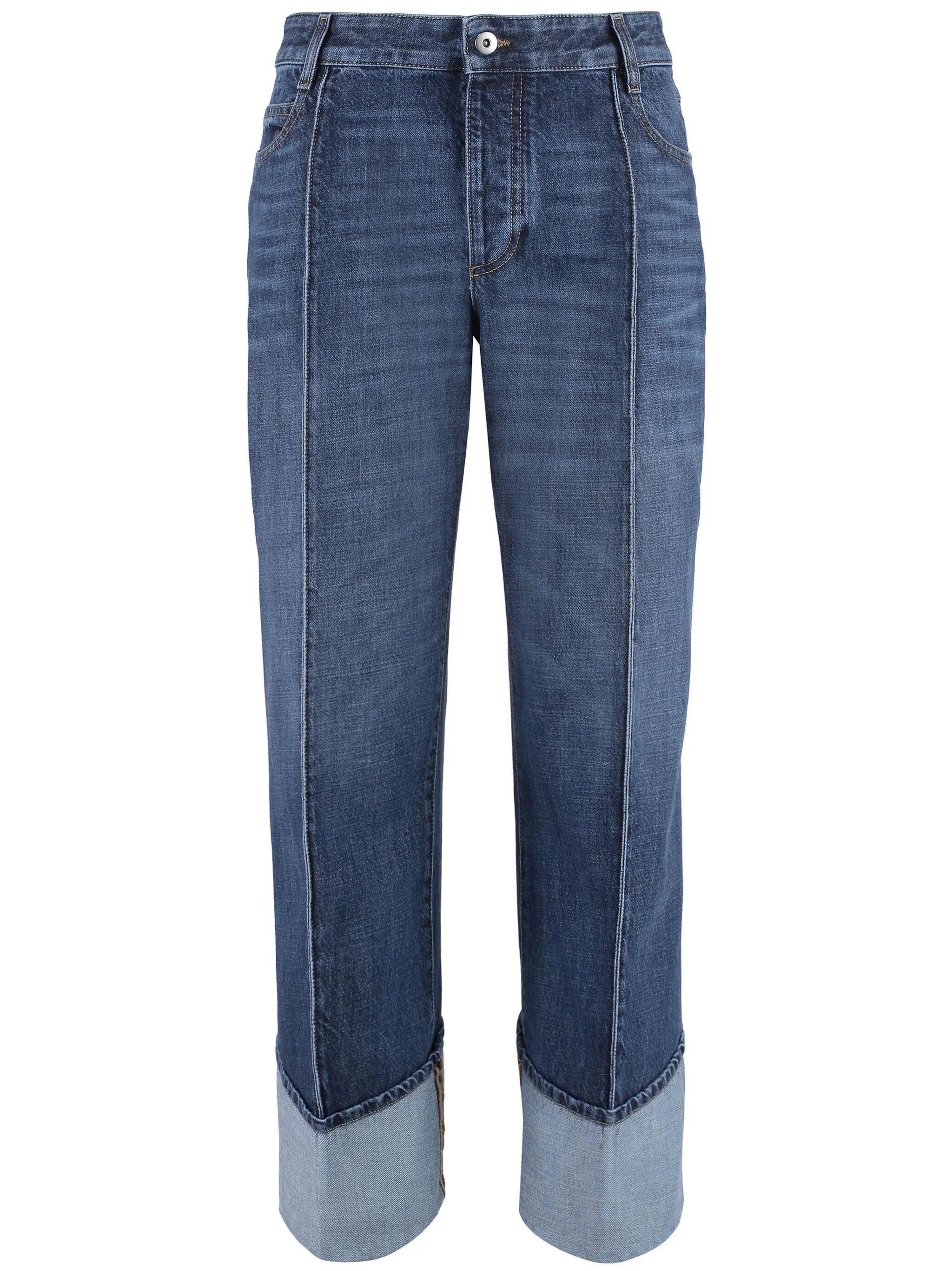 cropped curved seam jeans