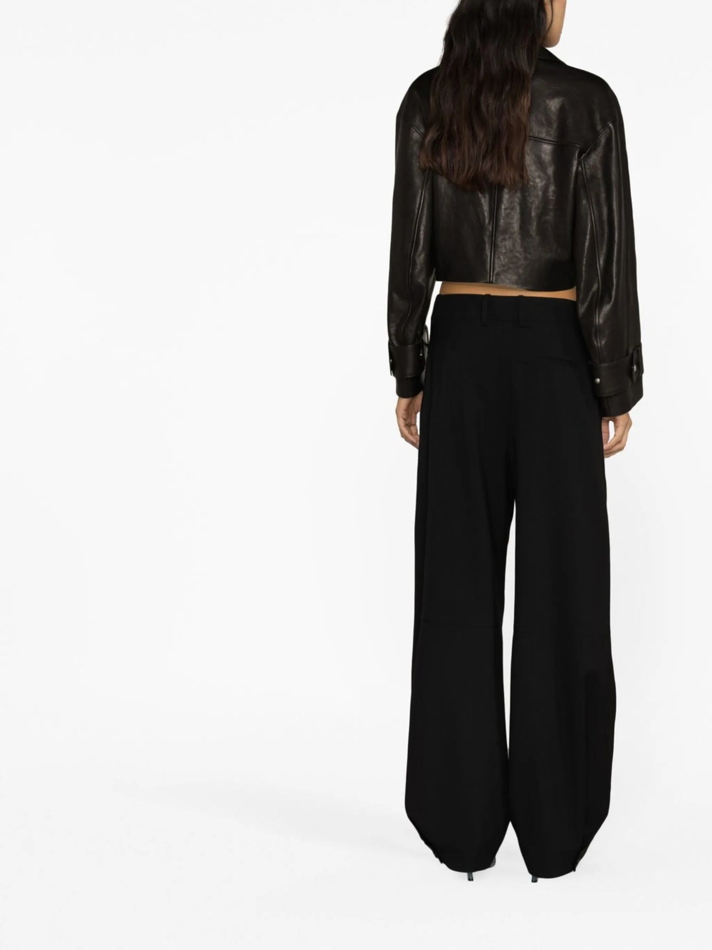 high-waisted wide-leg wool trousers