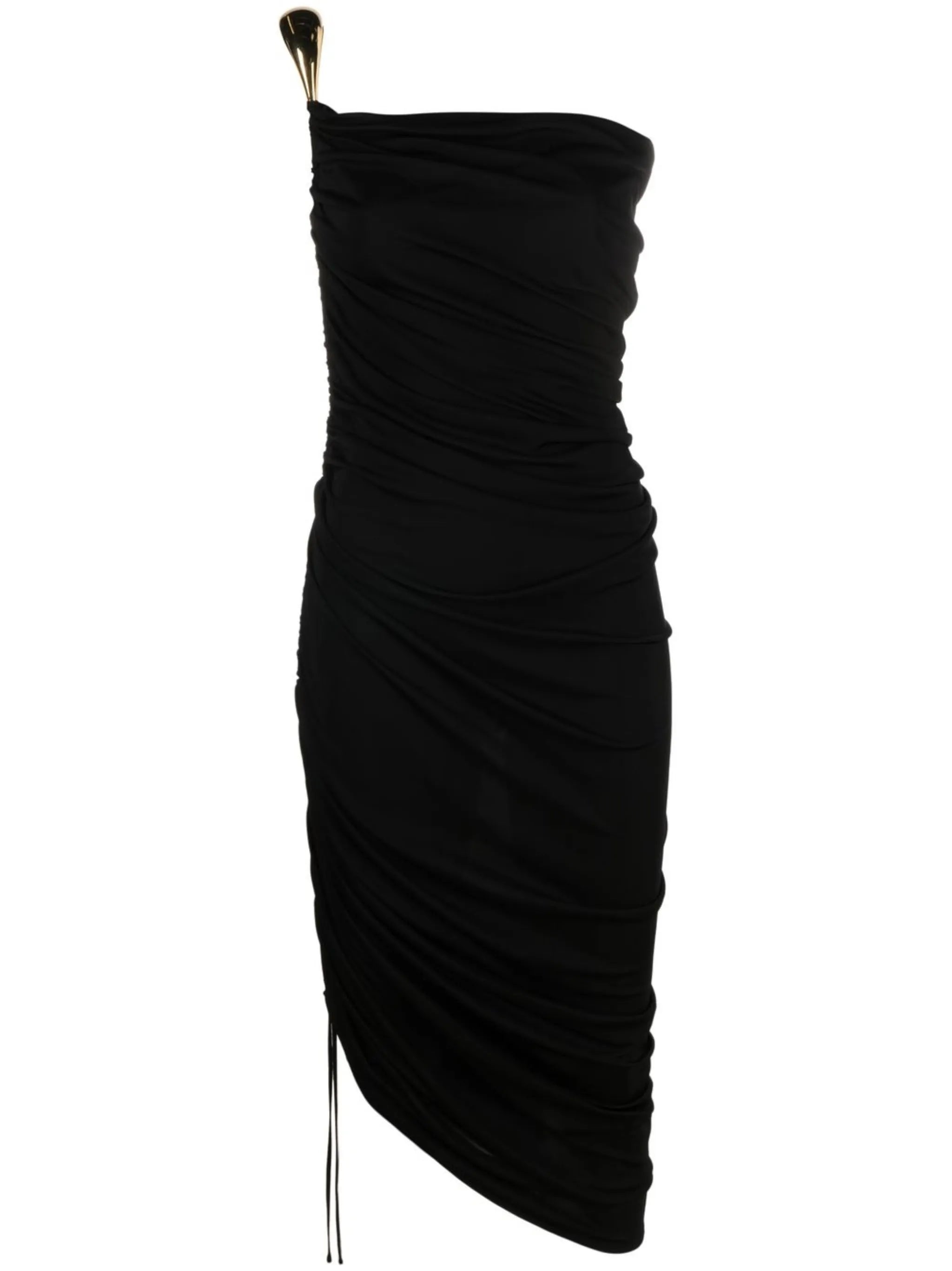 ruched one-shoulder dress