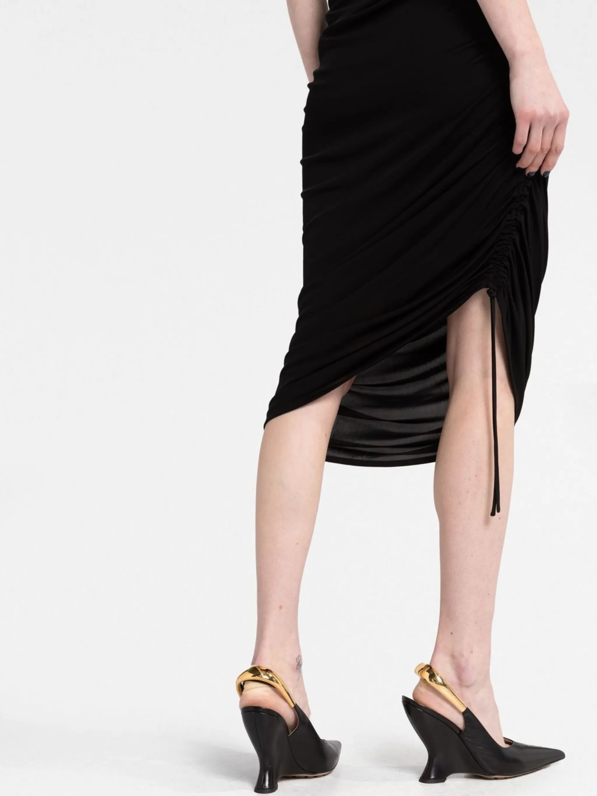 ruched one-shoulder dress