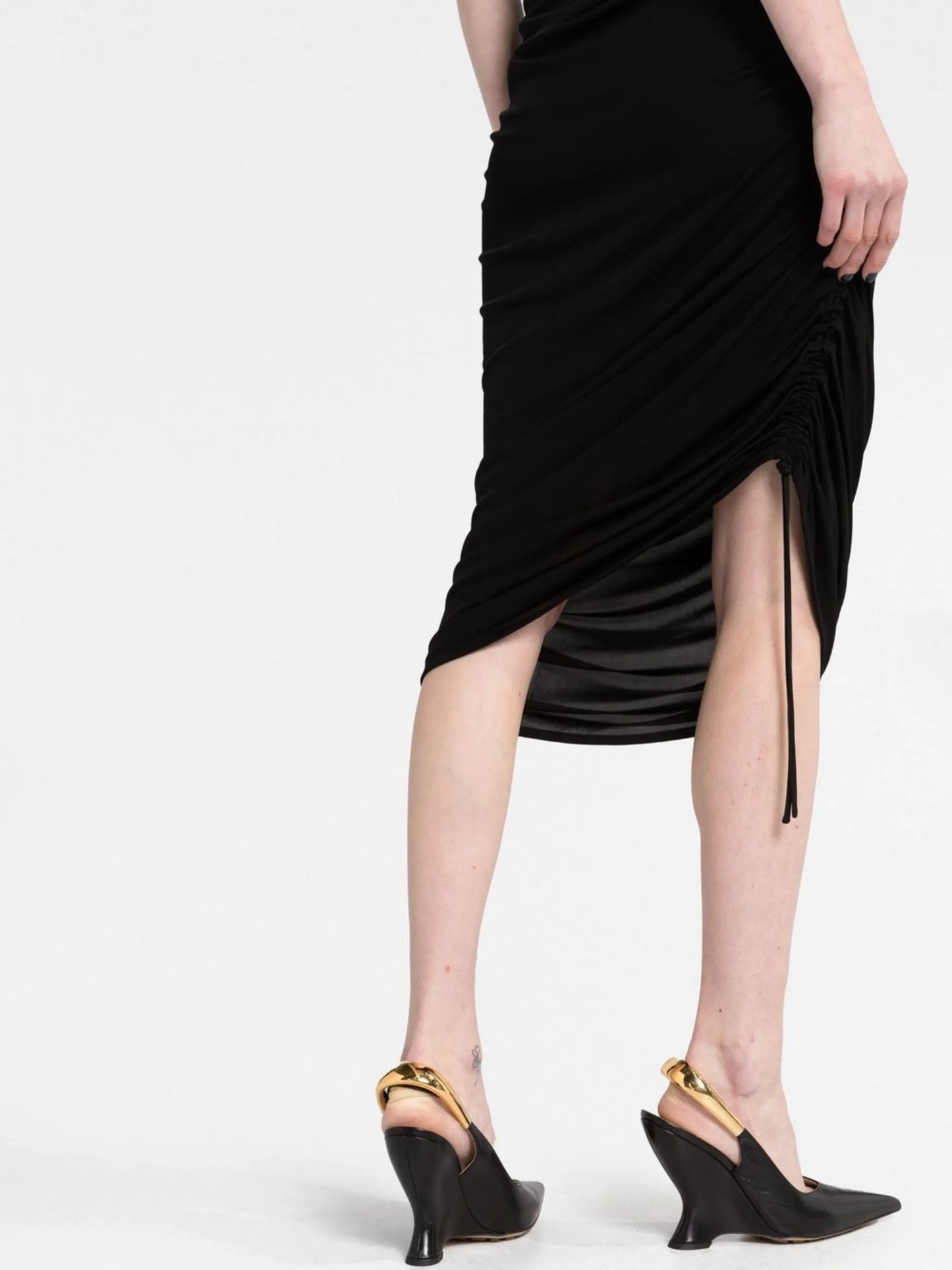 ruched one-shoulder dress