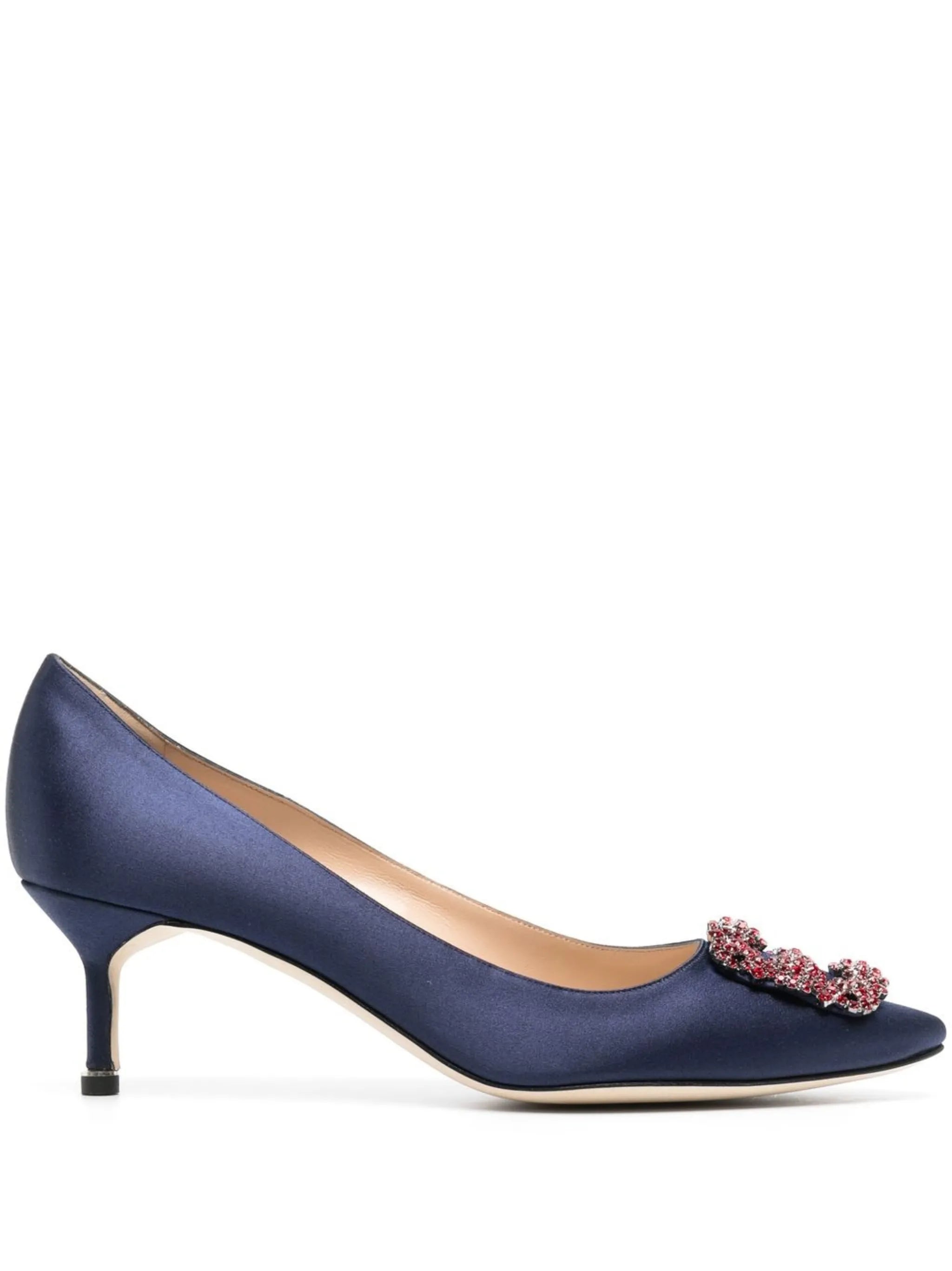Hangisi 50mm appliqué satin pumps