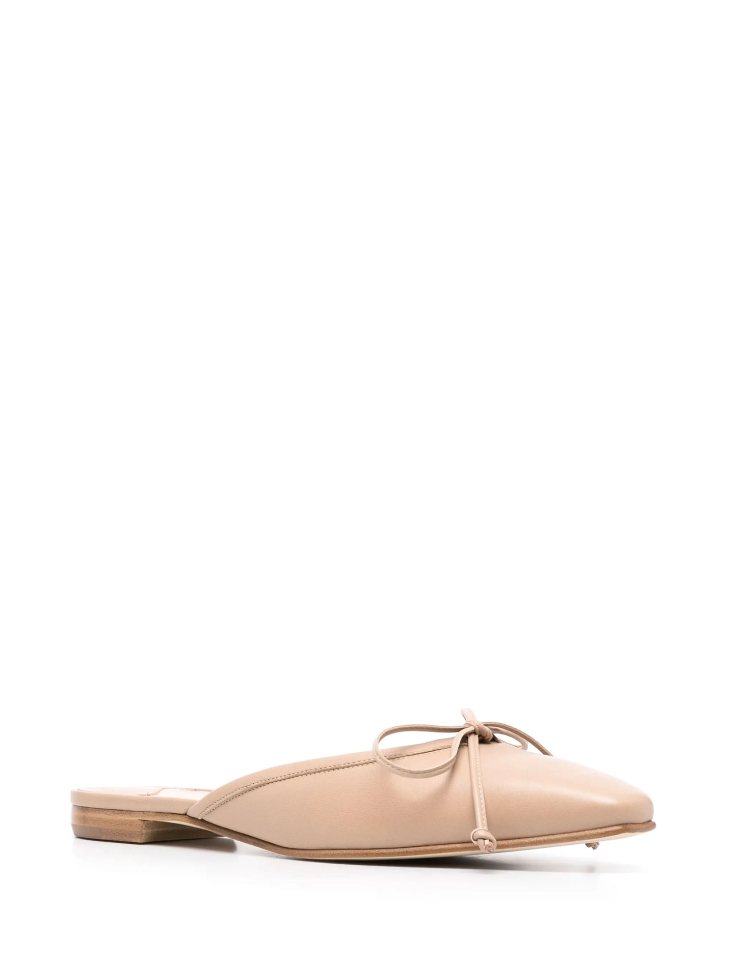 bow-detail flat leather mules
