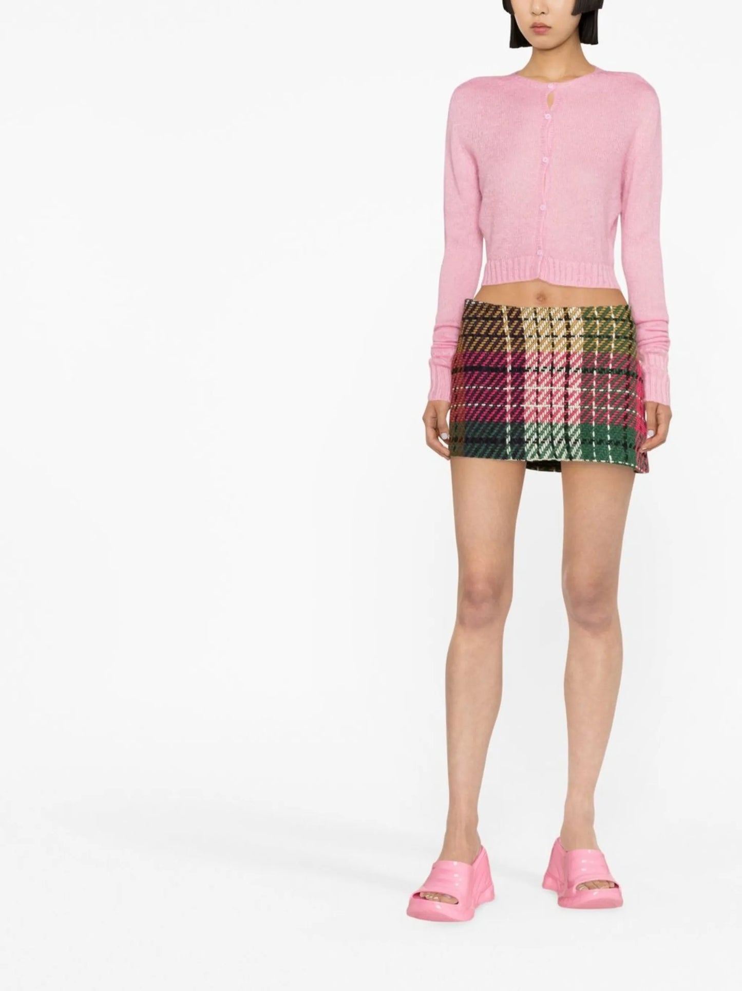 round-neck cropped cardigan