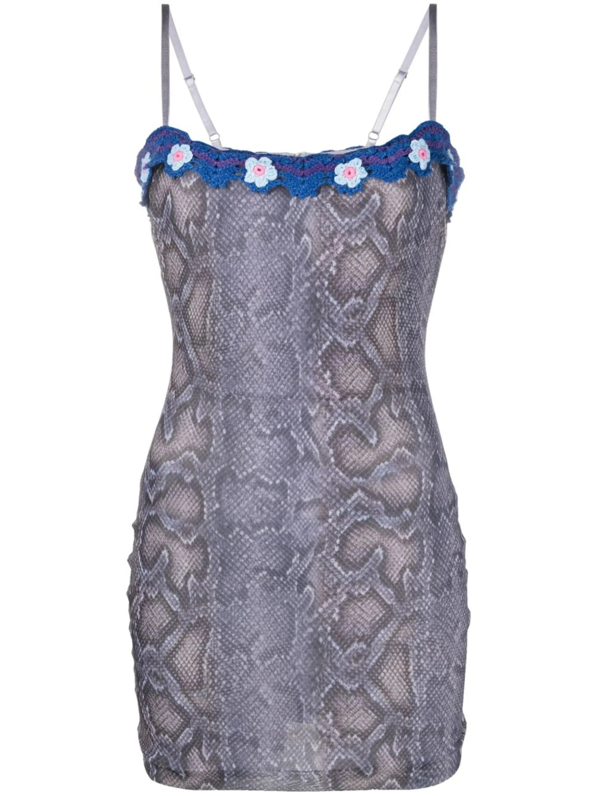 snakeskin-print fitted dress