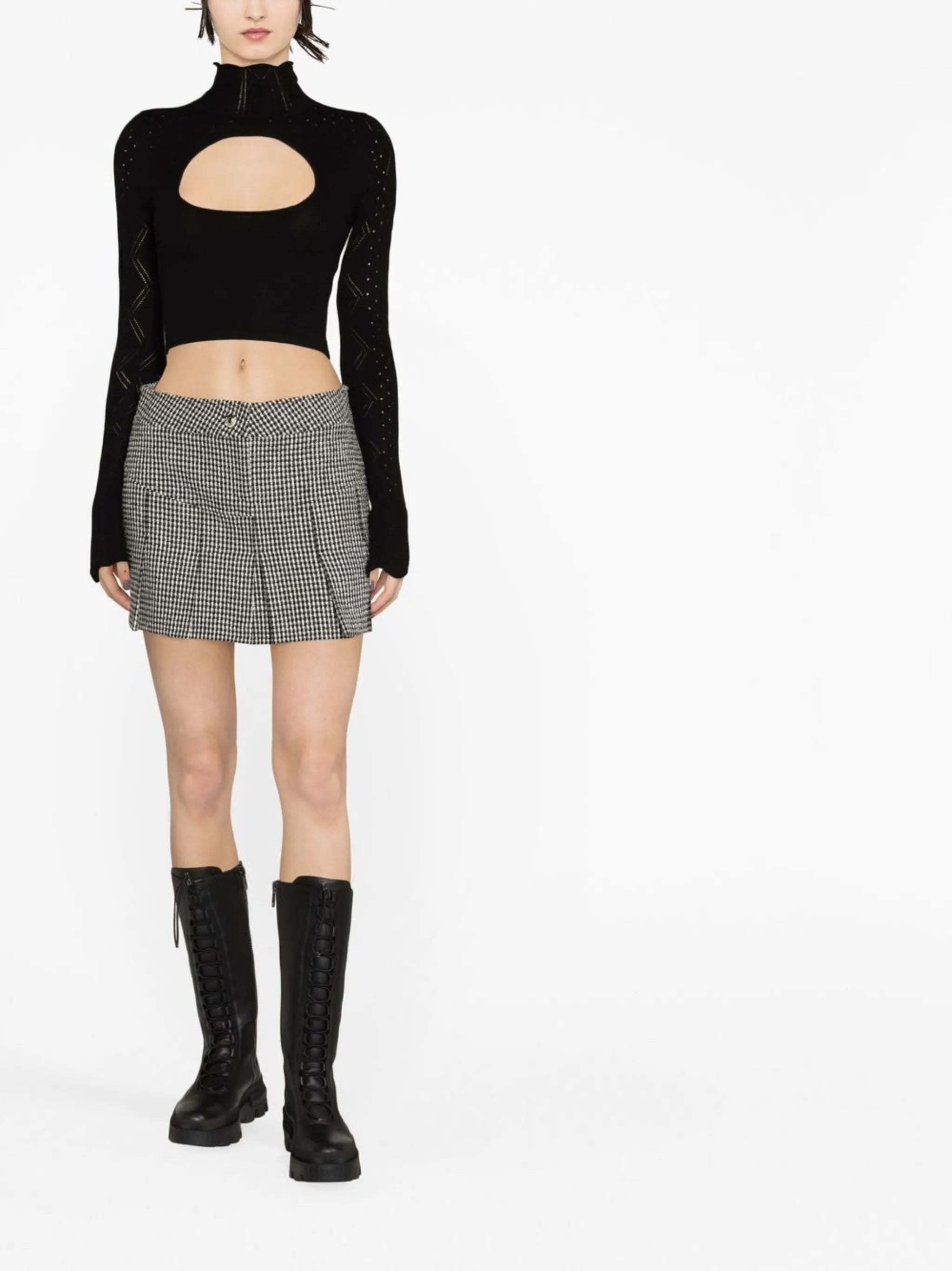 turtleneck cut-out knitted top