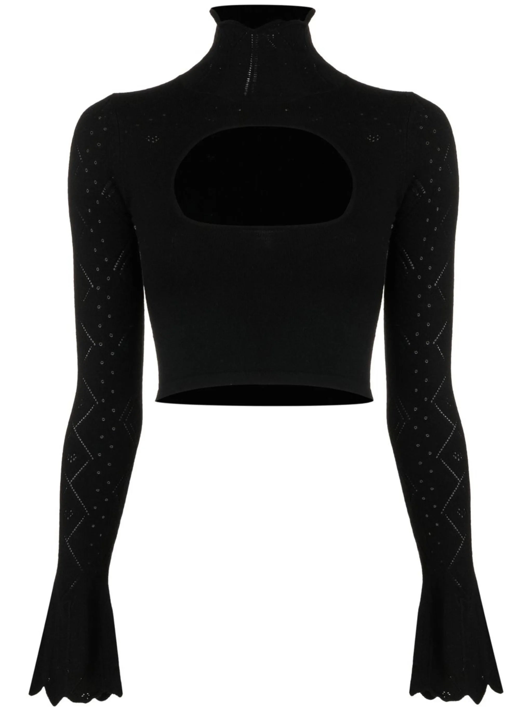 turtleneck cut-out knitted top