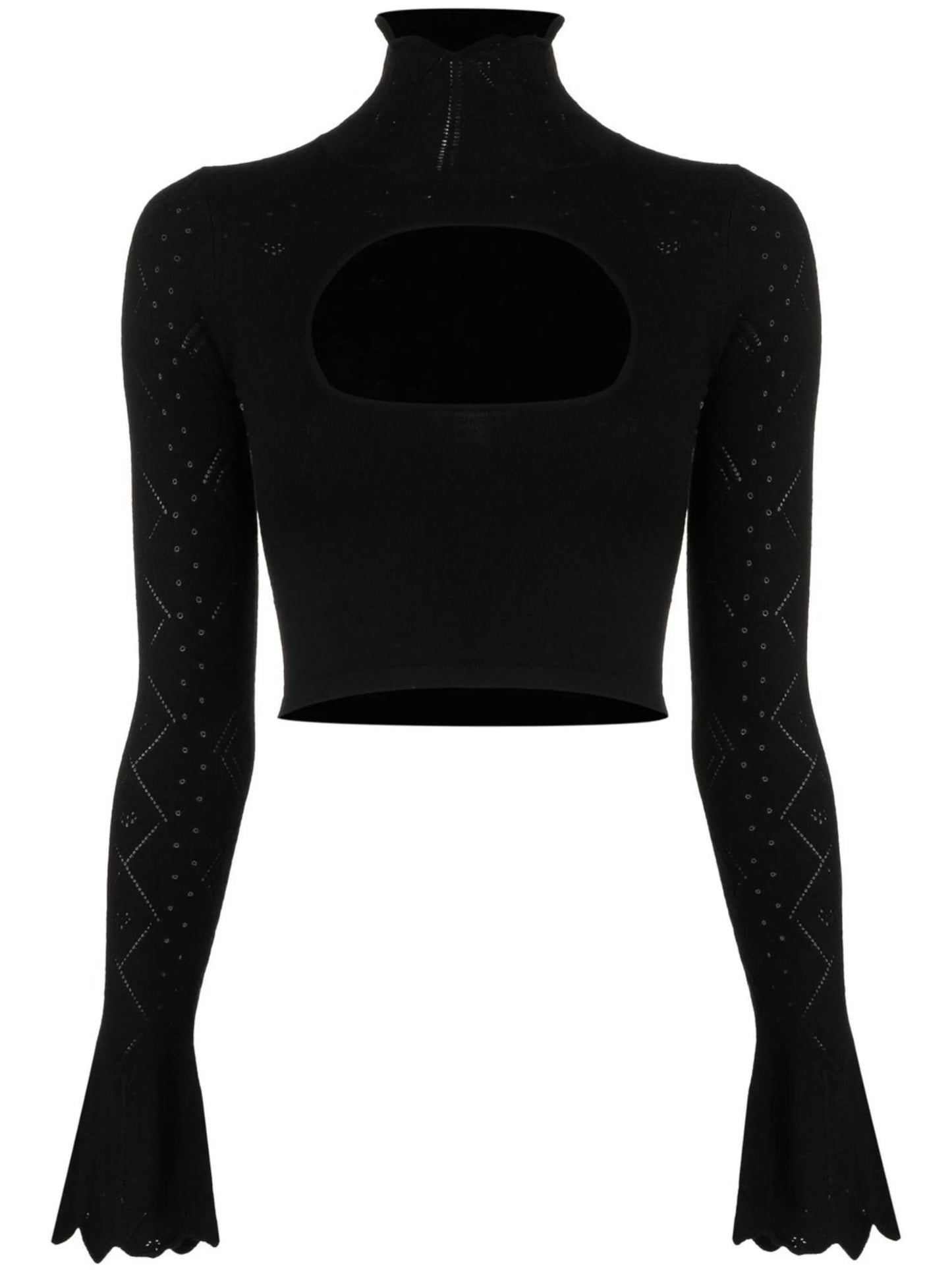 turtleneck cut-out knitted top