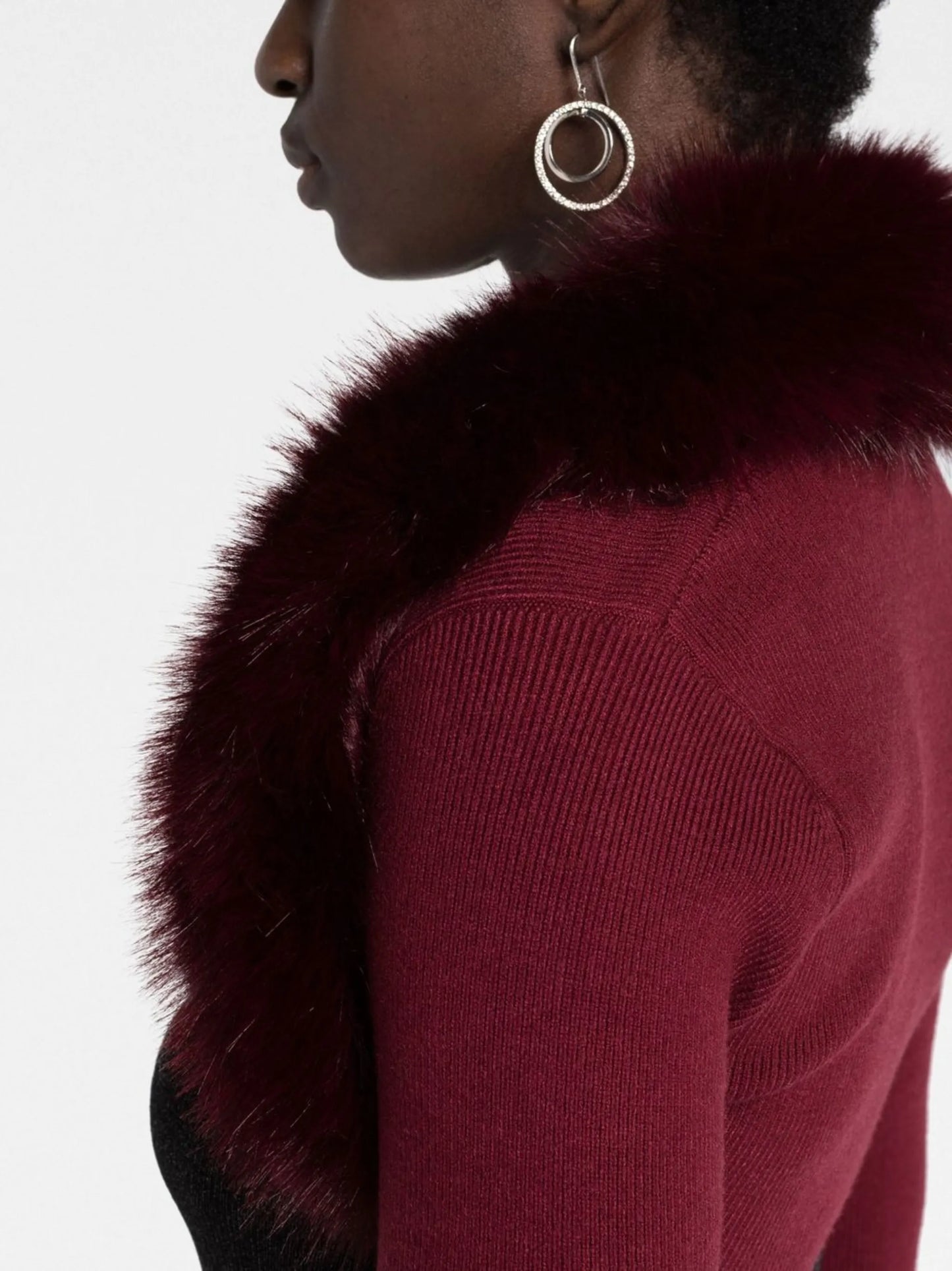 faux-fur trim bolero cardigan