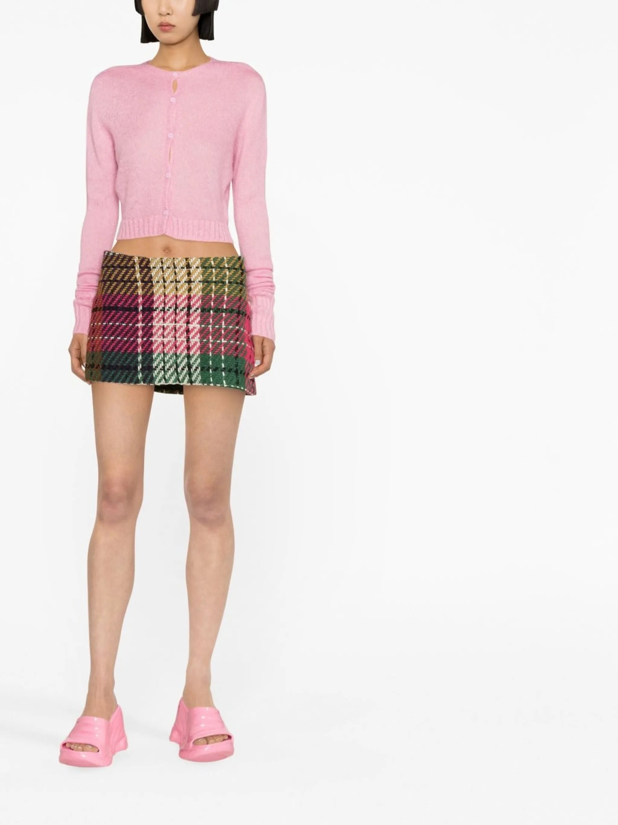 checked low-rise miniskirt