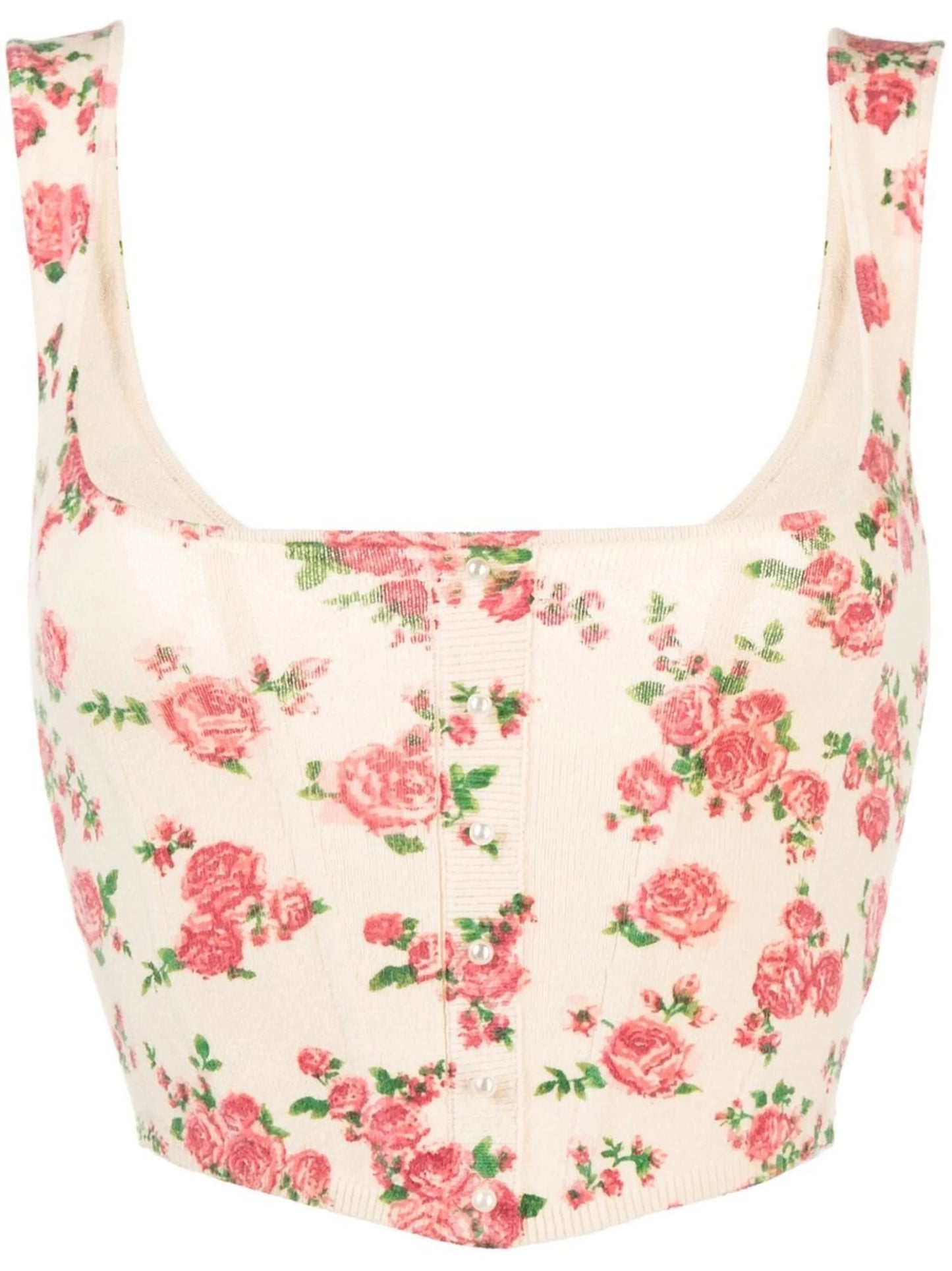 floral-print knitted corset top