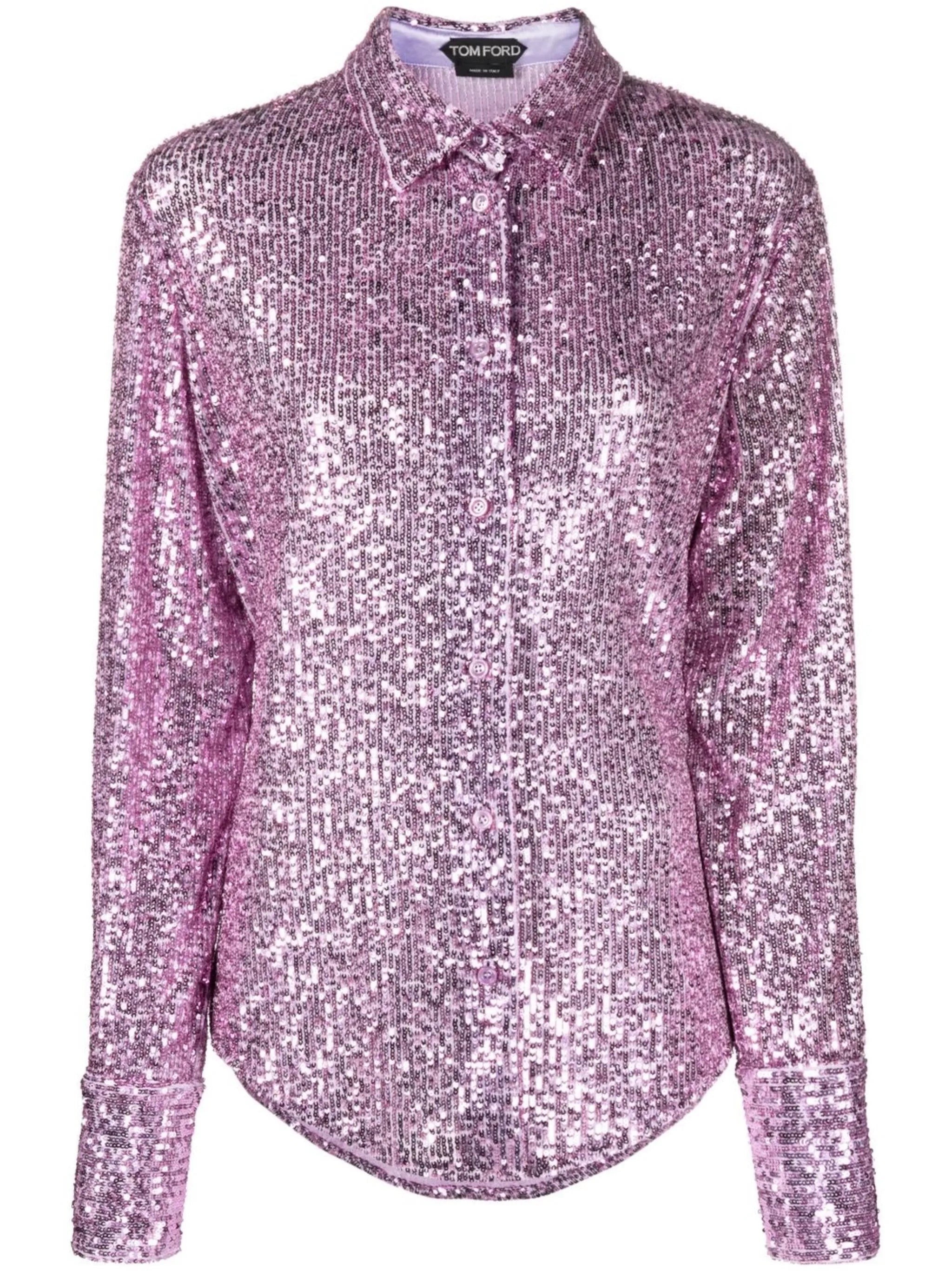 sequin-embellished long-sleeve shirt