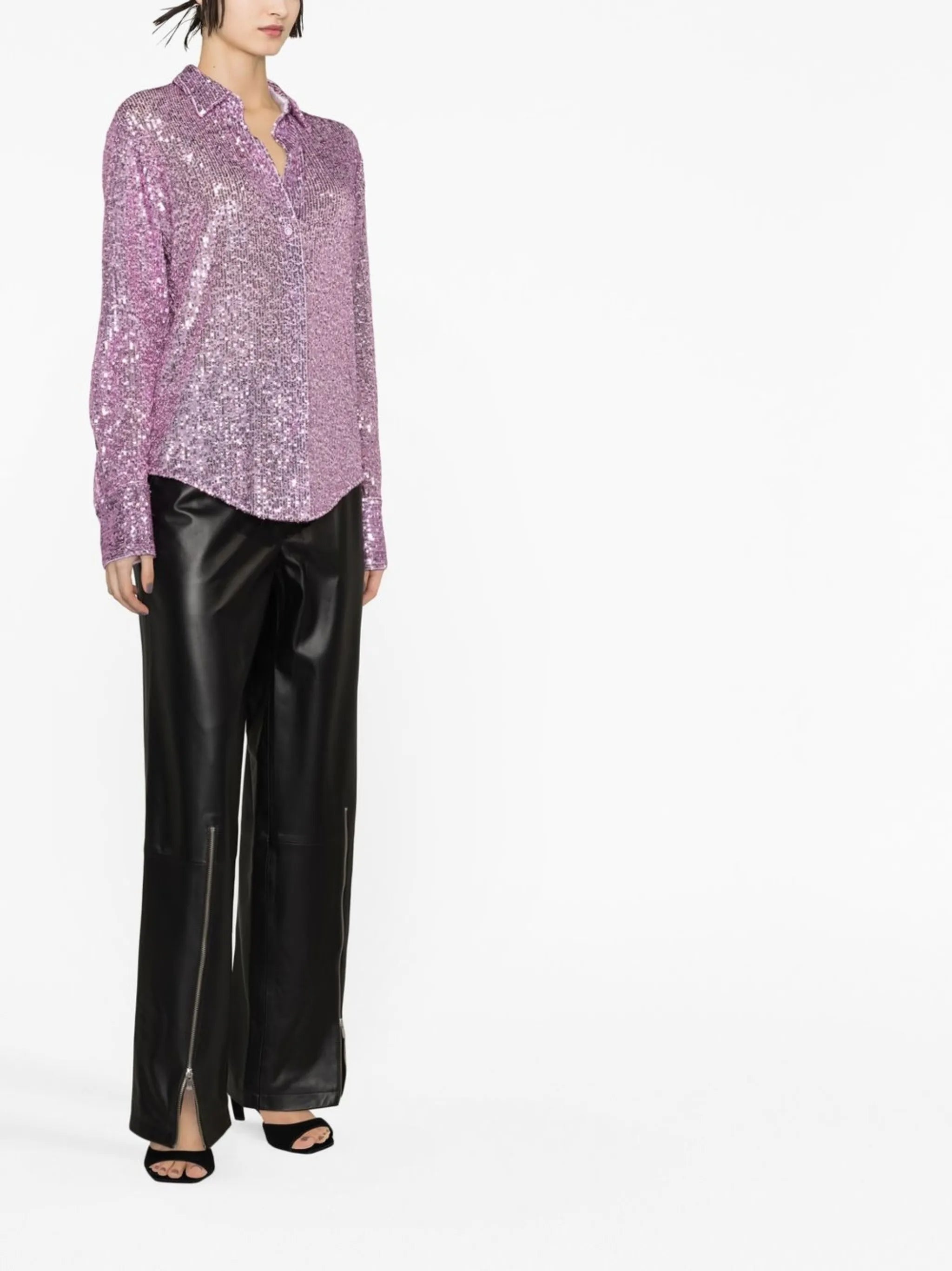sequin-embellished long-sleeve shirt