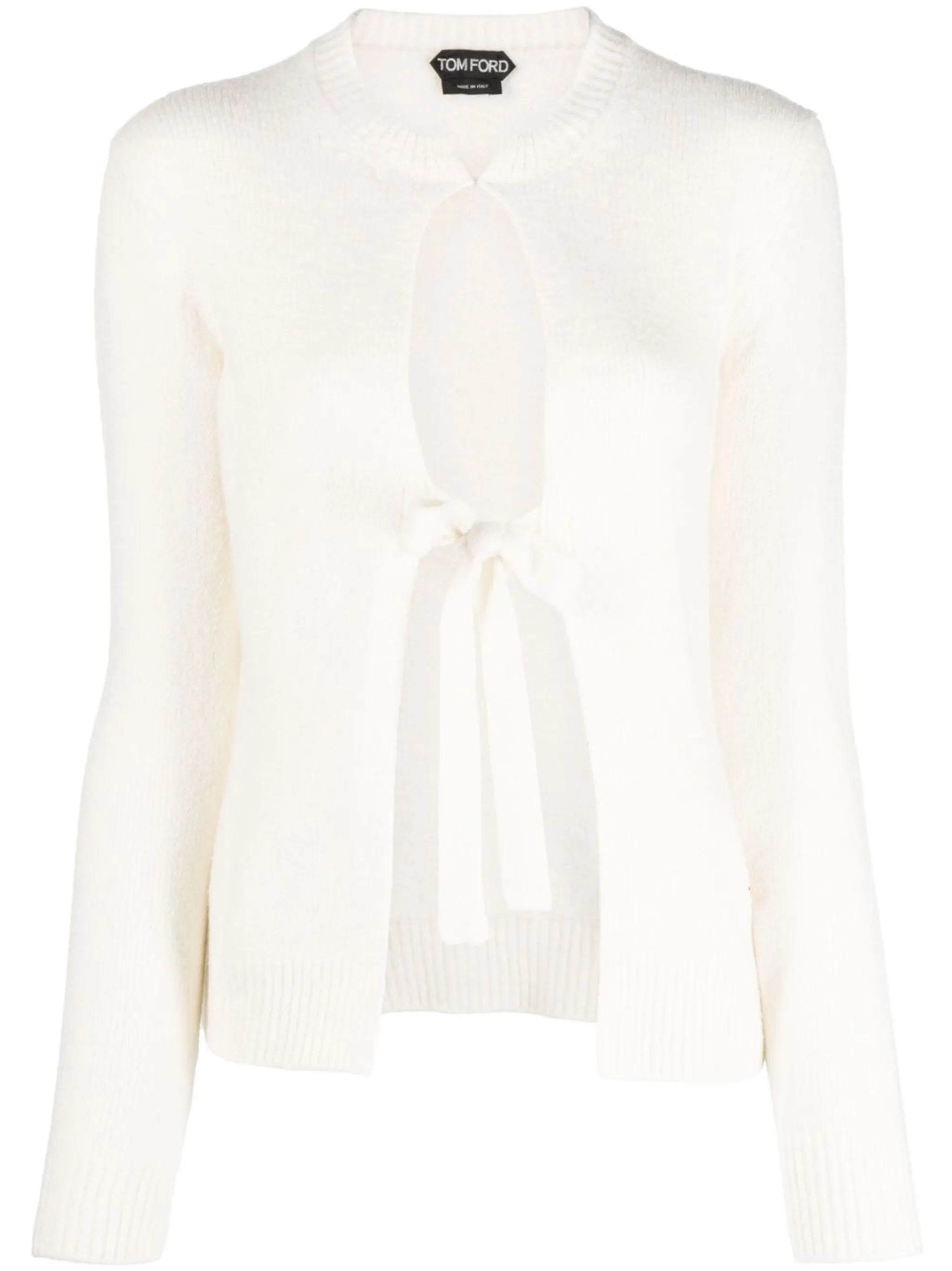 tie-fastening knitted cardigan
