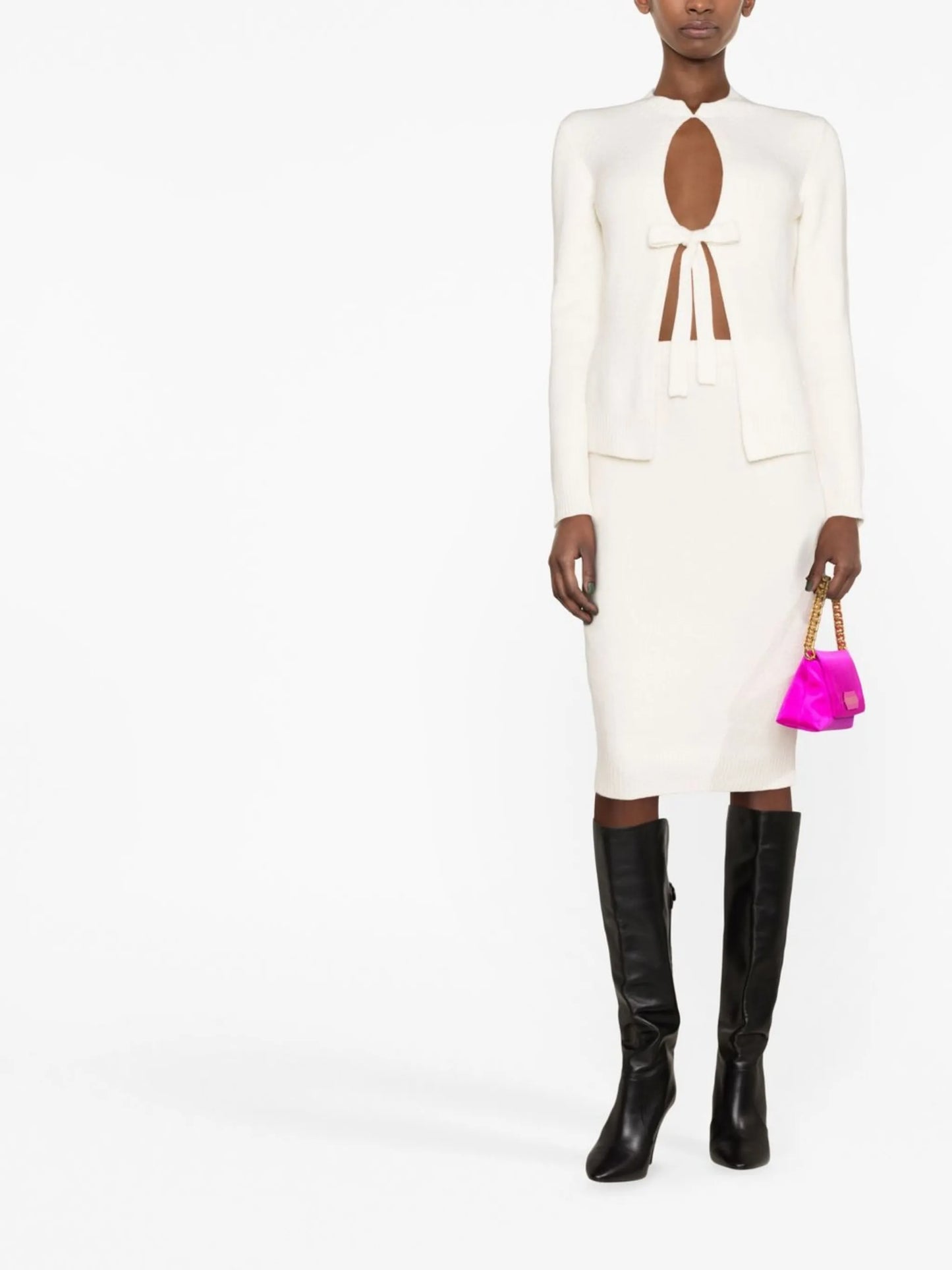 tie-fastening knitted cardigan