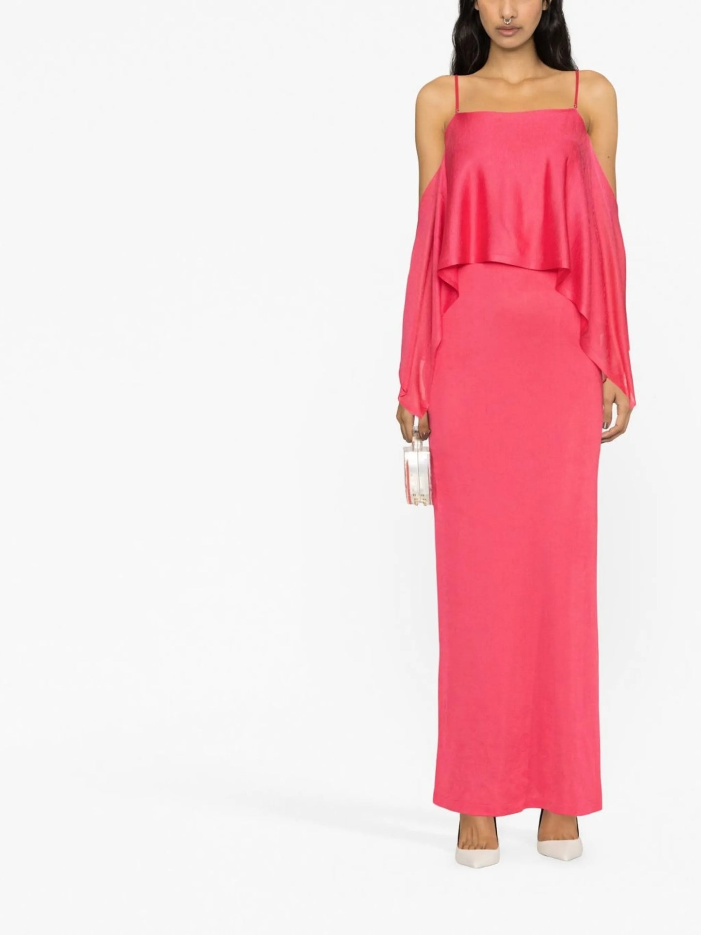 off-shoulder ruffle-detail dress