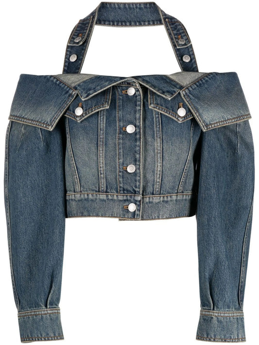 cut-out denim jacket