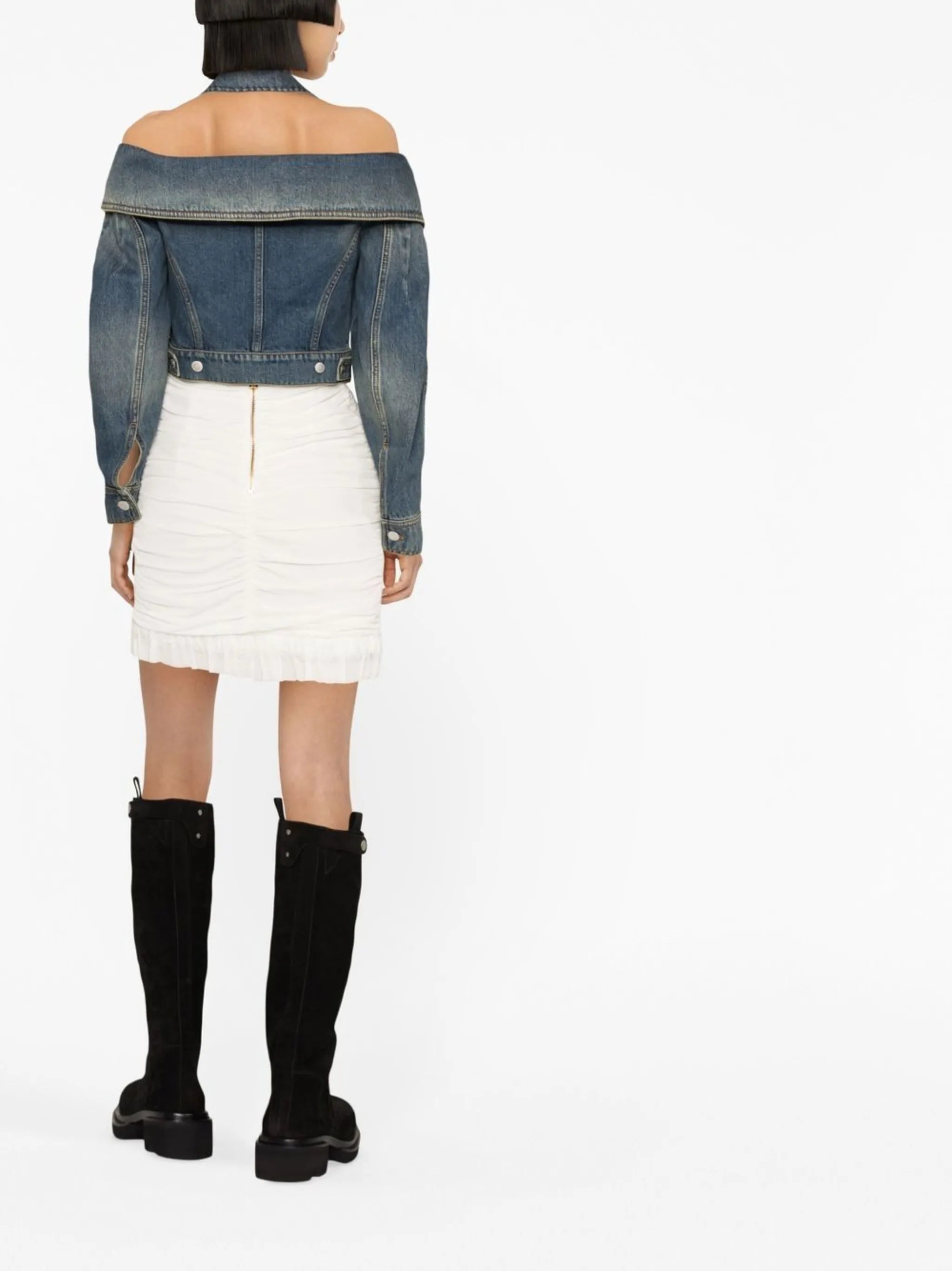 cut-out denim jacket